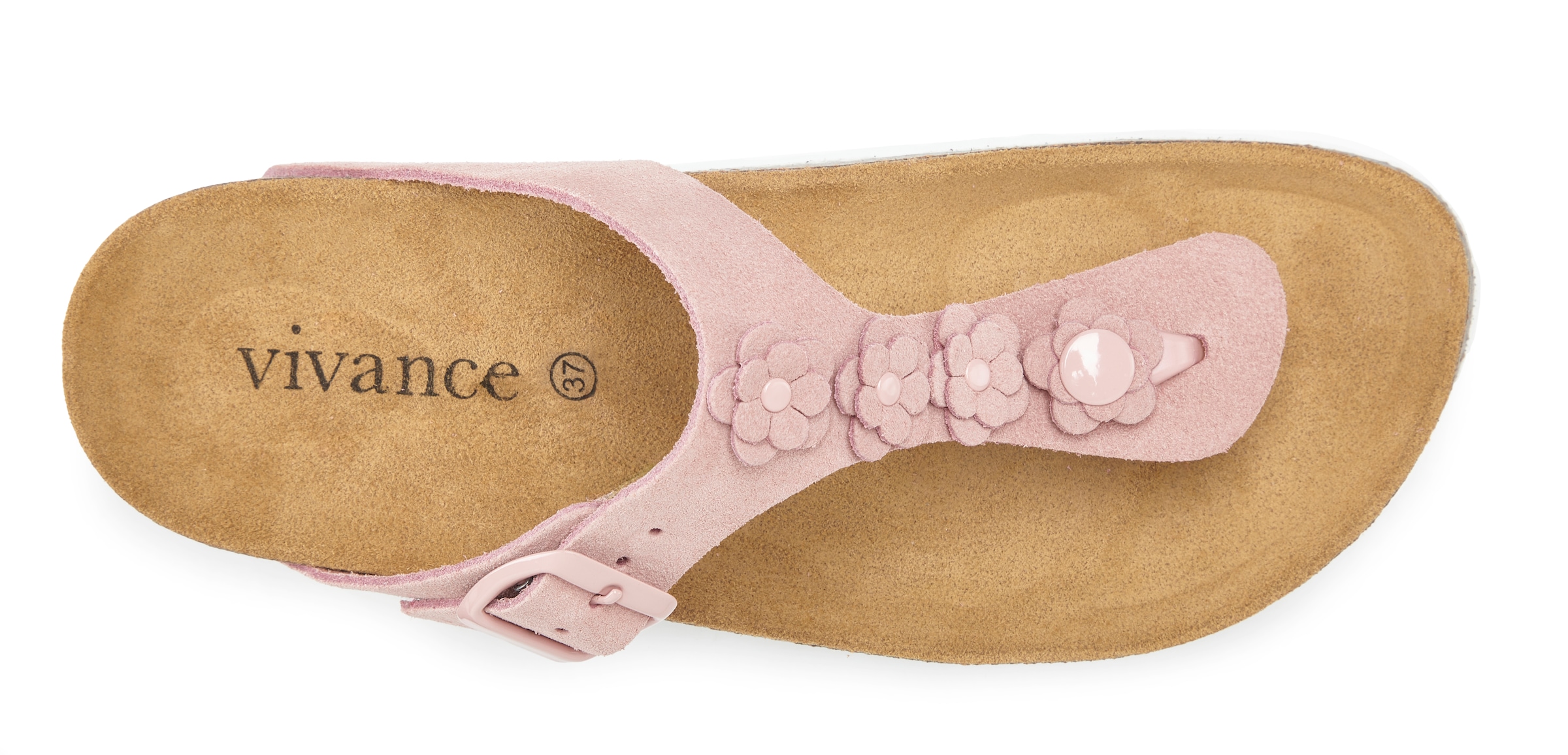 Vivance Pantolette »Mule, Sandale, offener Schuh, Sommerschuh,«  NOUVEAU en cuir avec semelle intérieure en liège et application fleurie