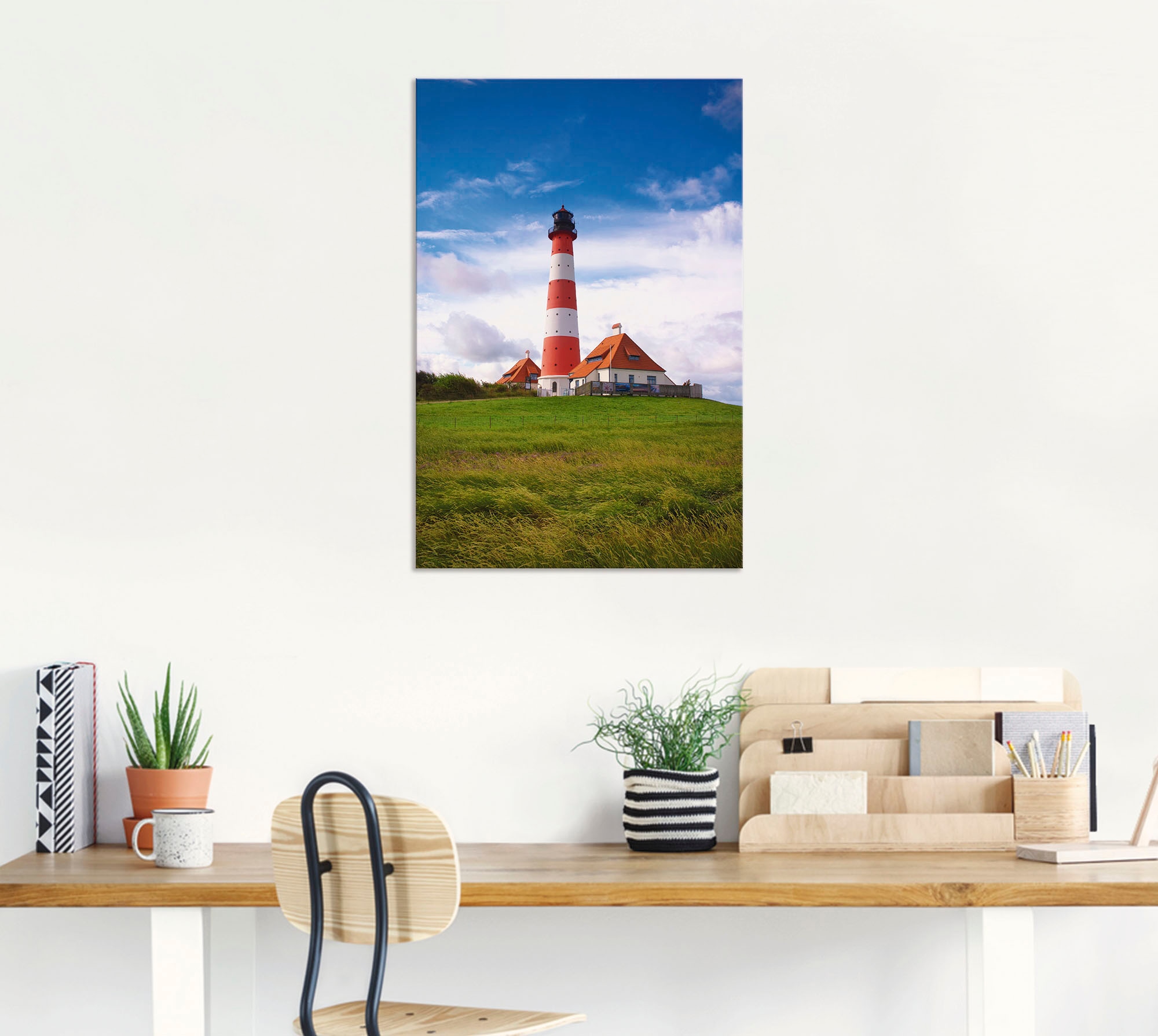 Artland Wandbild »Westerhever Leuchtturm«, Gebäude, (1 St.), als Alubild, Outdoorbild, Leinwandbild, Poster in verschied. Grössen