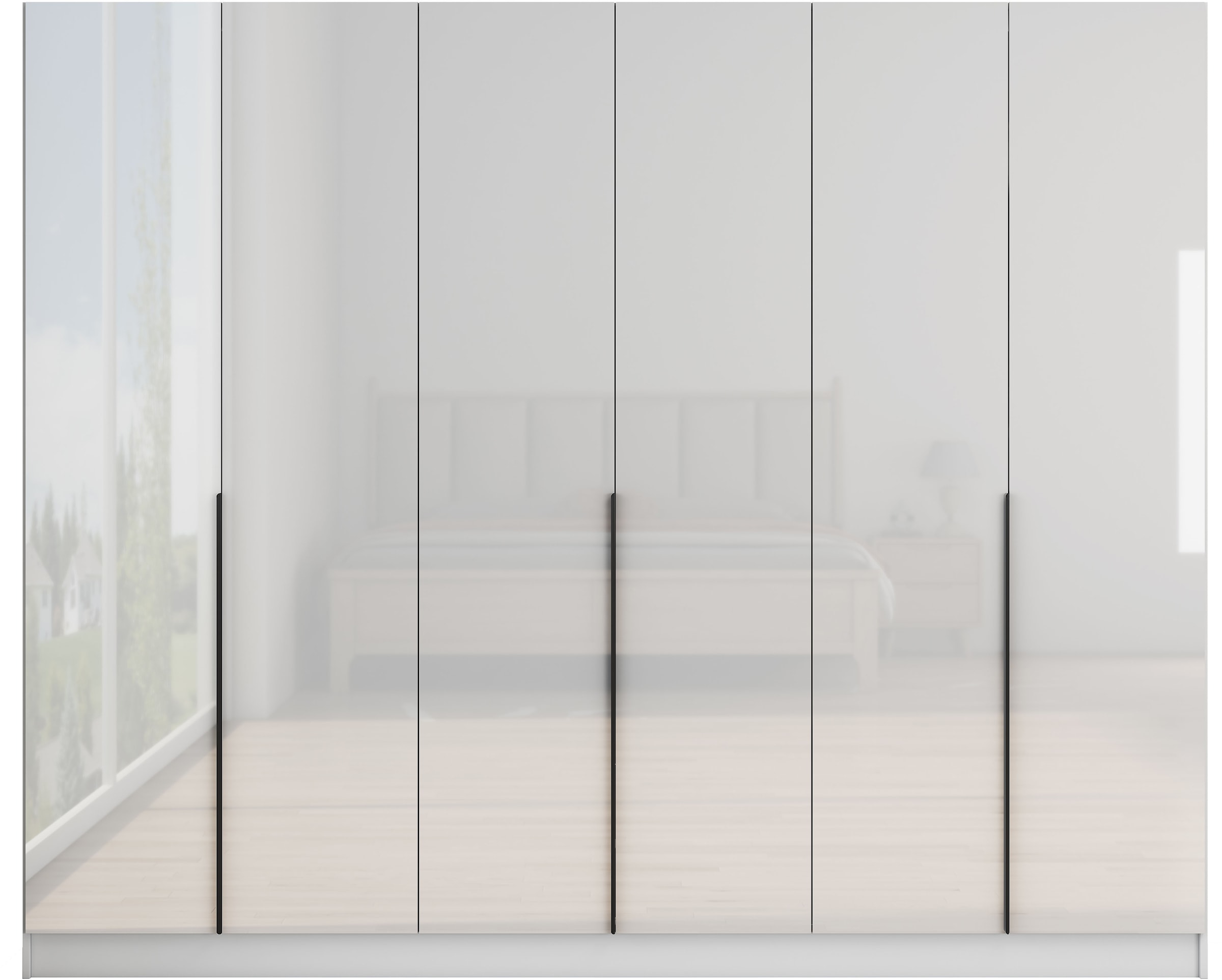 GOODproduct Armoires à vêtements »Annor Schlafzimmerschrank Breite 242cm hochglanz Schrank Garderobe« Armoire à portes battantes avec aménagement intérieur parfait - poignées de porte élégantes