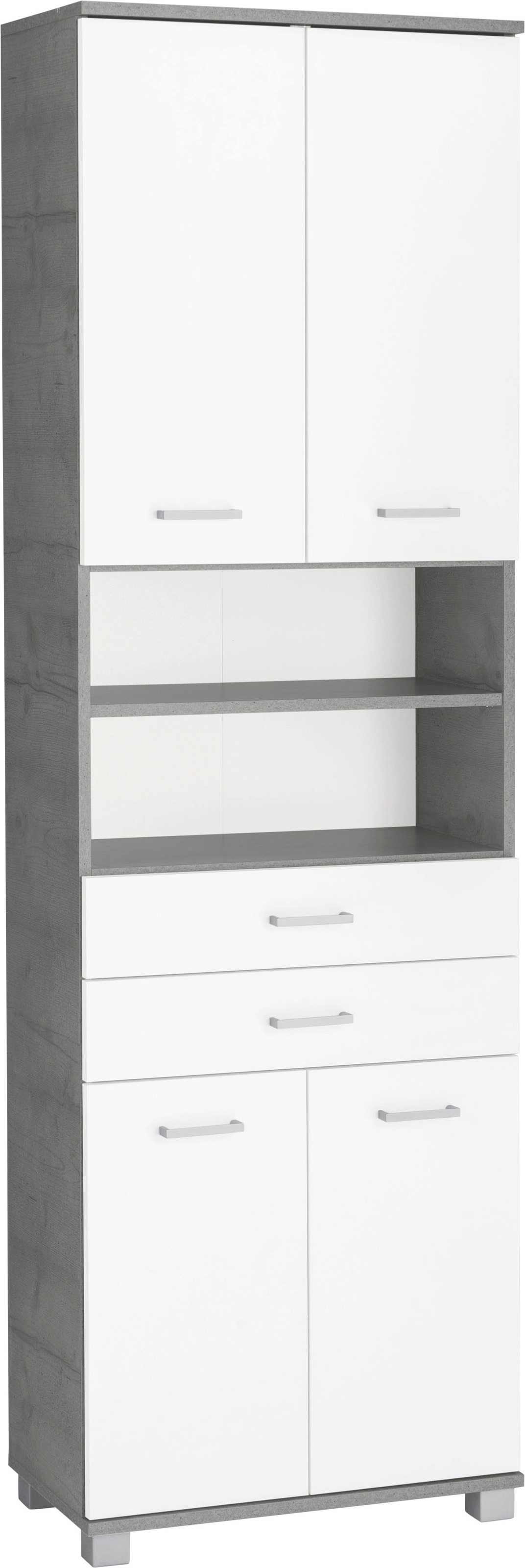 Image of Schildmeyer Hochschrank »Mobes«, Breite/Höhe: 59,8/193,7 cm, Badschrank mit 2 breite Schubkästen, praktischen Regalfächern und durchgängige Böden hinter den Türen bei Ackermann Versand Schweiz