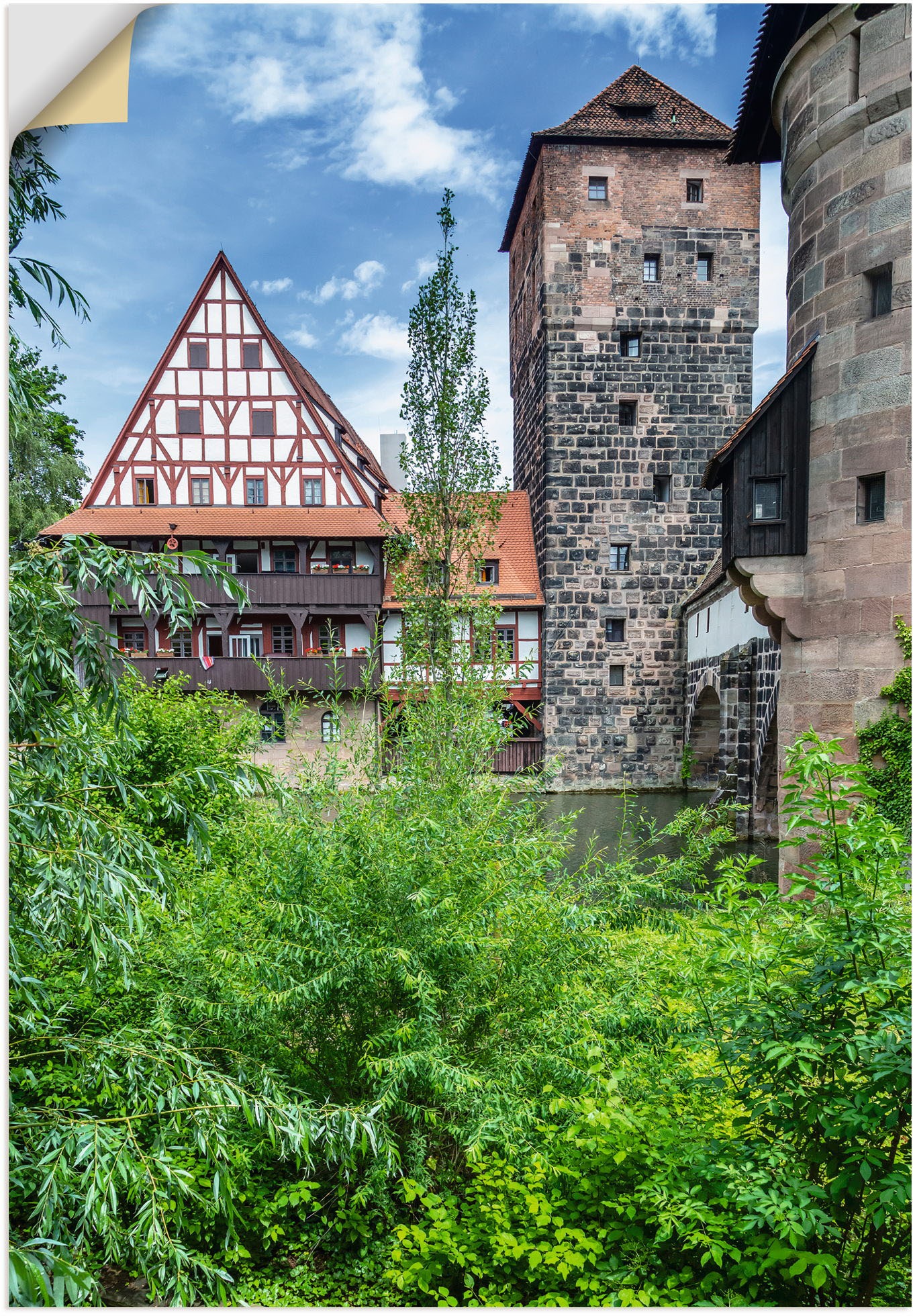 Image of Artland Wandbild »NÜRNBERG Weinstadel WasserturmHenkersteg«, Nürnberg, (1 St.), in vielen Grössen & Produktarten - Alubild / Outdoorbild für den Aussenbereich, Leinwandbild, Poster, Wandaufkleber / Wandtattoo auch für Badezimmer geeignet bei Ackermann Ver