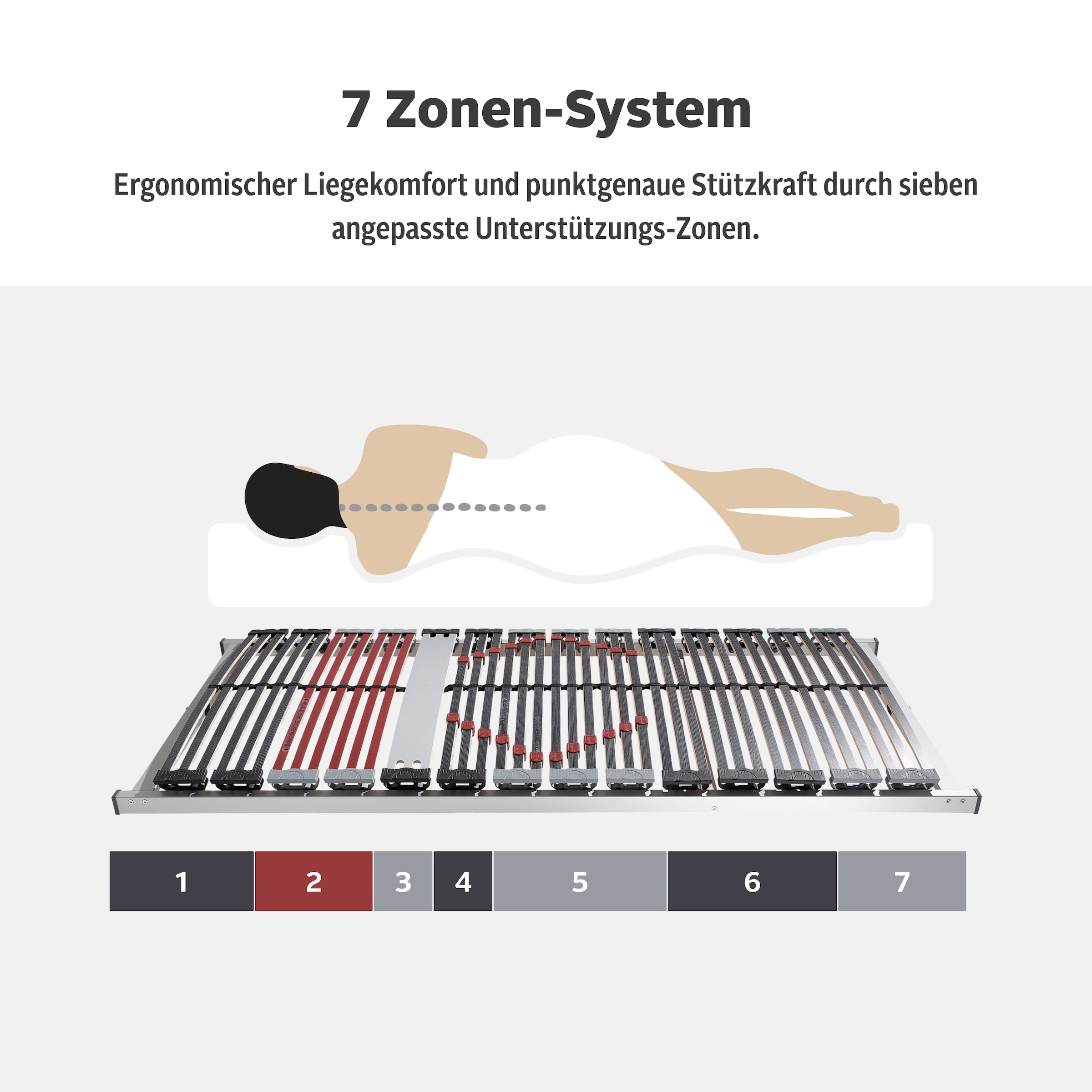 Home affaire Sommier à lattes »Imke, 90x200, 140x200 cm und weiteren Grössen« Lattenrost für alle Matratzen, langlebig, ergonomisch, 7-Zonen