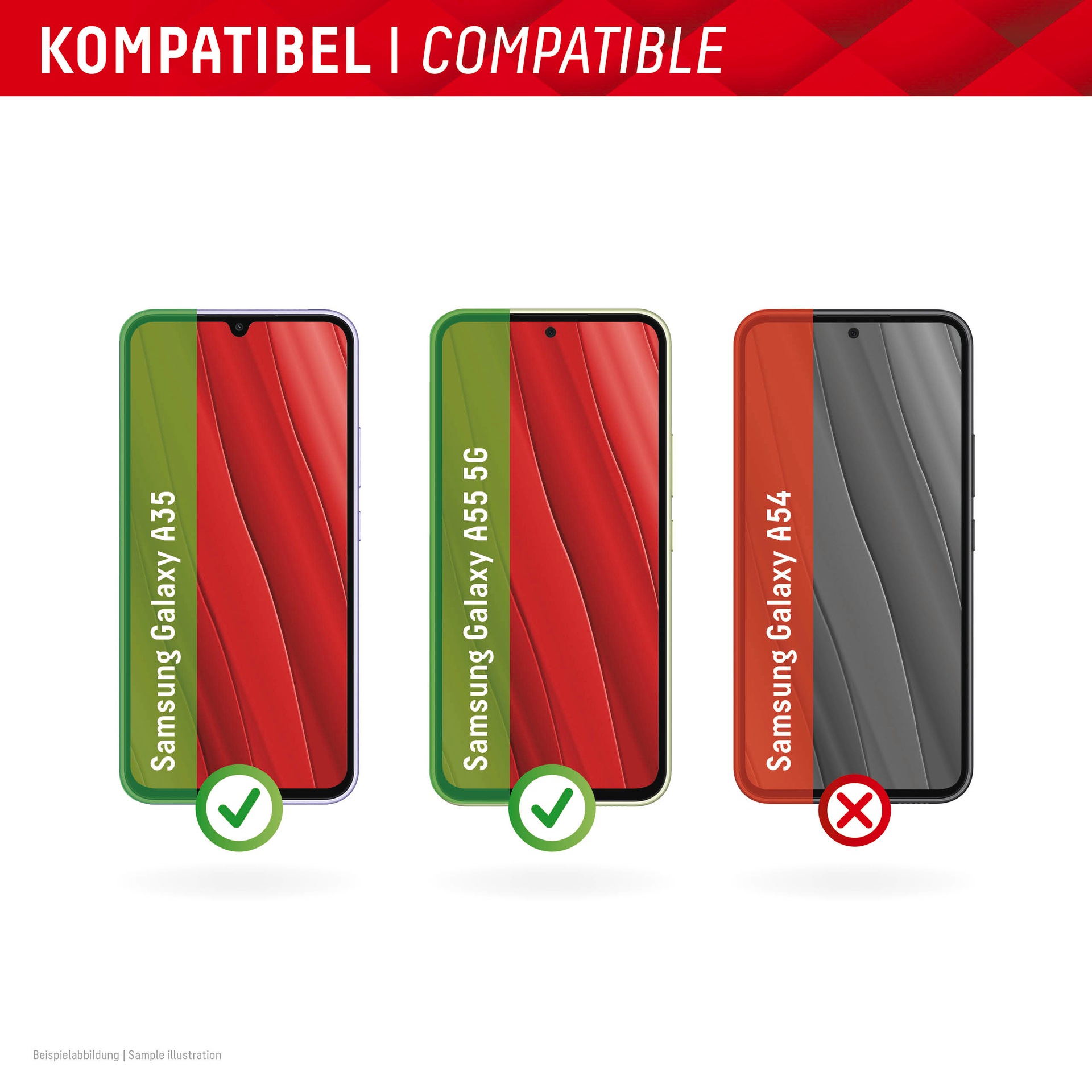 Displex Displayschutzglas »Real Glass«, für Samsung Galaxy A35-Samsung Galaxy A55 5G, (1 St.), Bildschirmschutz, Displayschutzfolie,Einfach anbringen,kratz-&stossfest