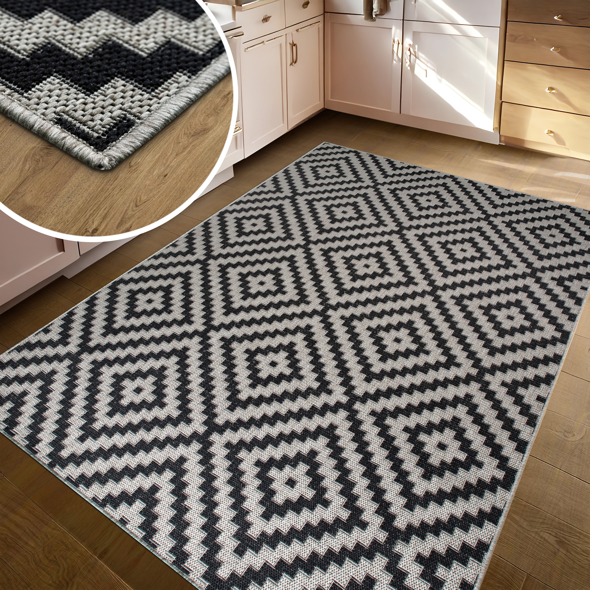 my home Teppich »Cordoba auch als Läufer erhältlich« rechteckig 3 mm Höhe In- und Outdoor geeignet, Sisal-Optik, Wetterfest & UV-beständig, Boho