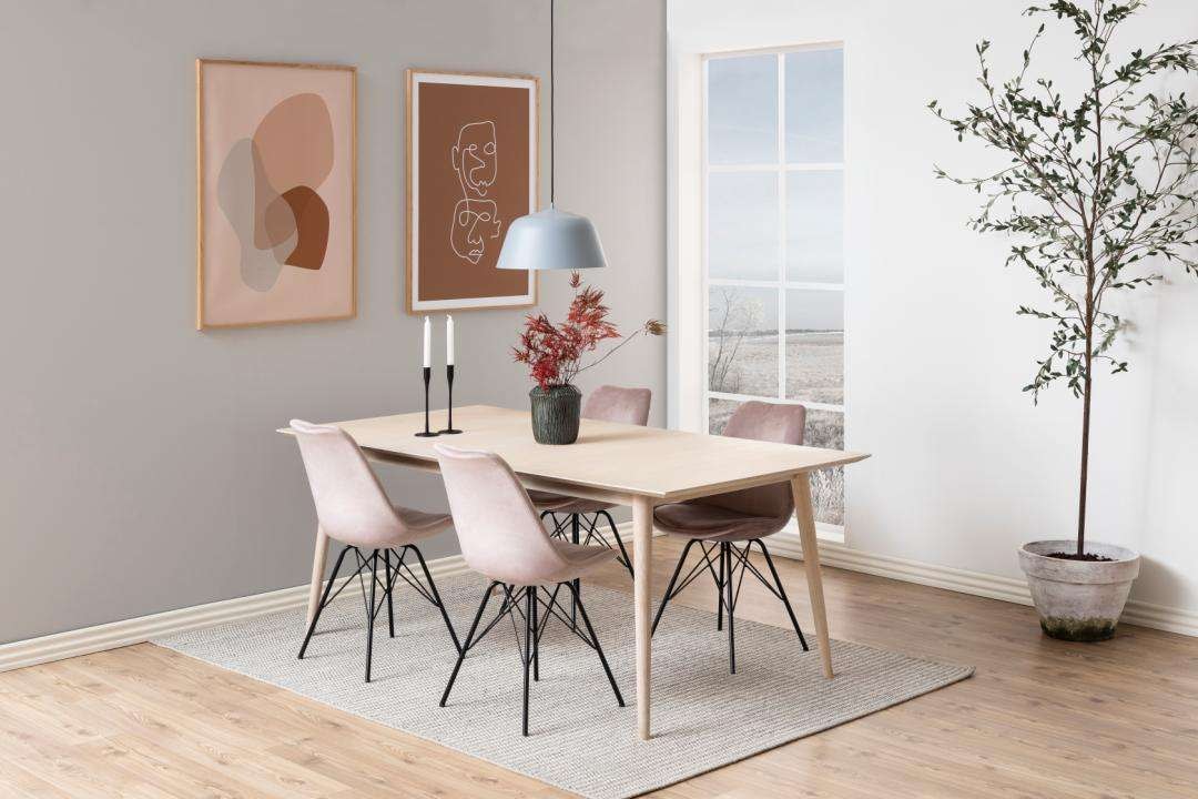ACTONA GROUP Chaise de salle à manger »Esstischstuhl Eris - modern und stilvoll in verschiedenen Farben« (Ensemble) 2 cuisStoff dusty rose, schwarzes Stahlgestell. 48,5x54x85,5 cm
