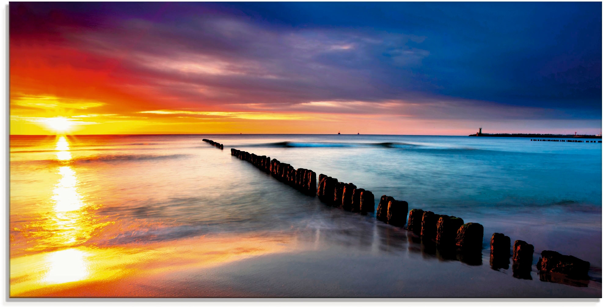 Image of Artland Glasbild "Ostsee mit schönem Sonnenaufgang" Strand 1 Stk. tlg. in verschiedenen Grössen