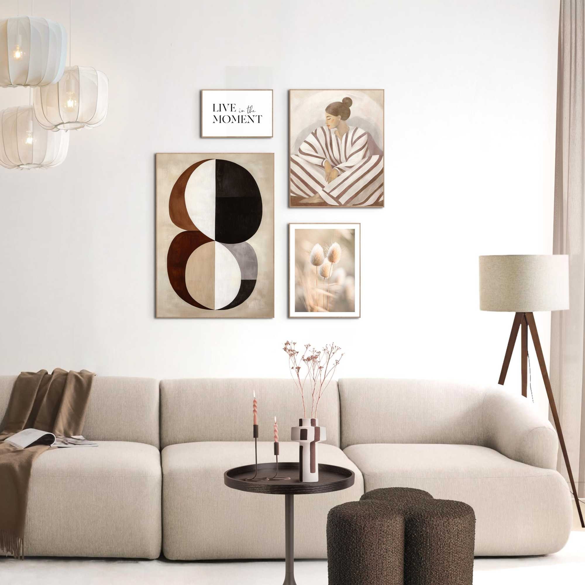 Image of Reinders Bild mit Rahmen "In diesem Moment" 4 Stk. tlg. Schlafzimmer - Braun - MDF - Abstrakt - 50x70 cm