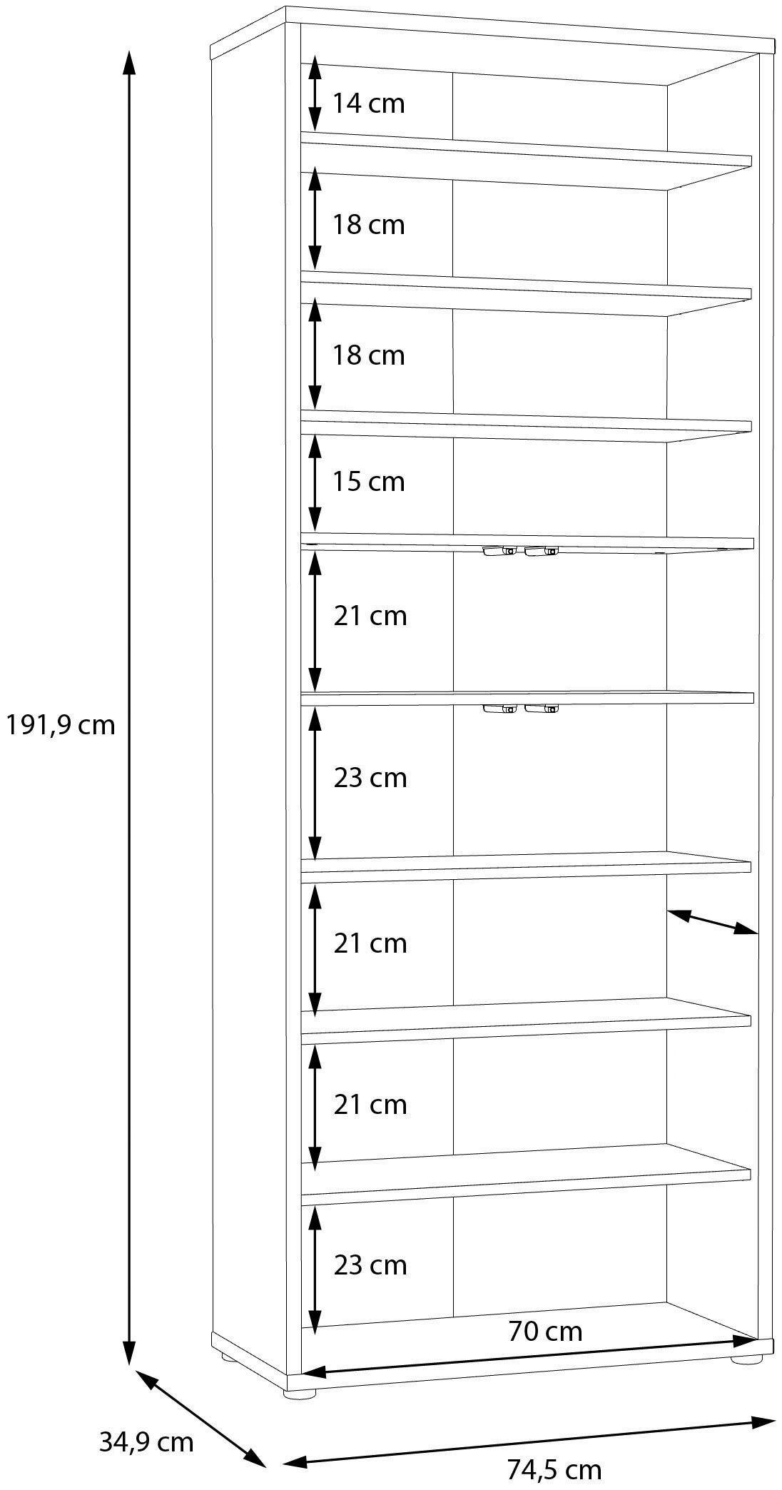 FORTE Armoire à chaussures »Alice Springs, Schuhschrank, Höhe 191,9 cm, 4 Türen, viel Platz« L/H/P 74,5/191,9/34,9 cm,  armoire de rangement, armoire polyvalente, largeur 74,5 cm, avec 8 étagères