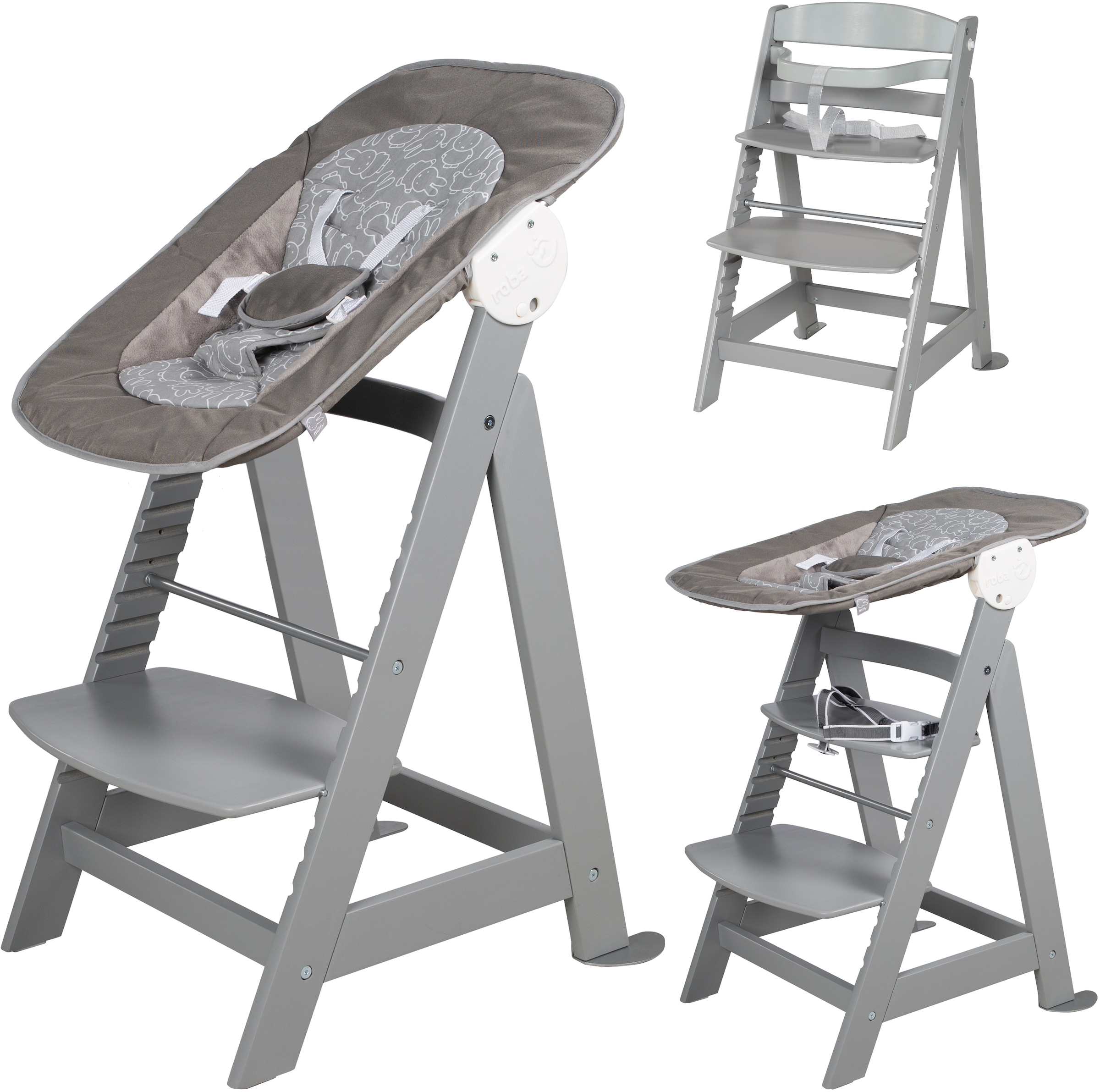 roba® Hochstuhl »Treppenhochstuhl 2-in-1 Set miffy®, Born Up«, mit Neugeborenen-Aufsatz
