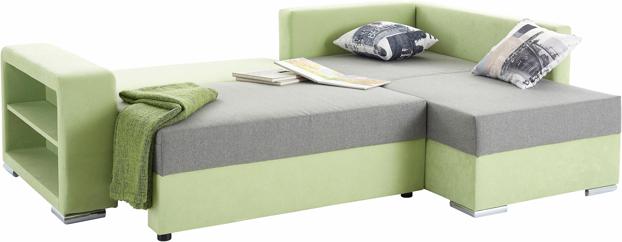 COLLECTION AB Ecksofa »John L-Form«, mit Bettfunktion, Bettkasten und integriertem Regal