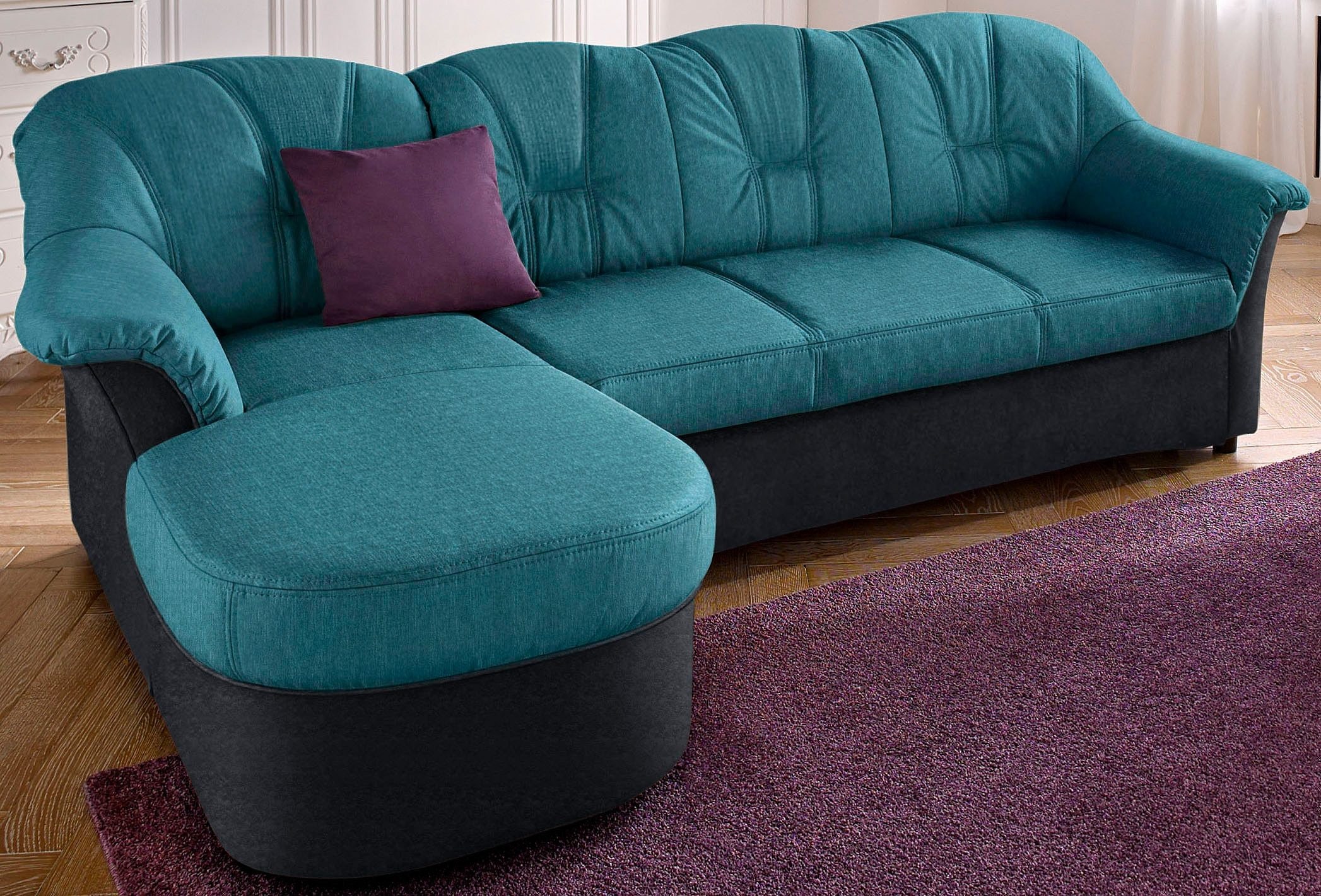 DOMO collection Ecksofa »Flores Schlafsofa, B/T/H:  233/142/86 cm, L-Form« wahlweise mit Bettfunktion, wahlweise mit Federkern, auch in Leder