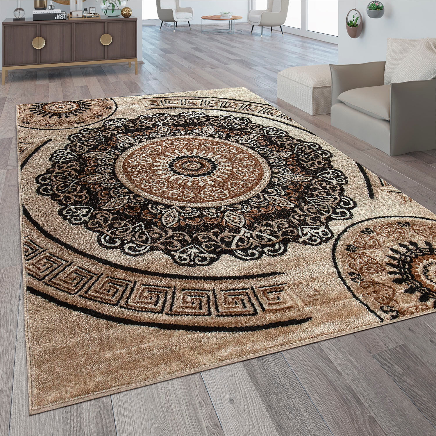 Image of Paco Home Teppich "Sinai 077" rechteckig 13 mm Höhe Kurzflor, Ornamente in dezenten Farbtöne, Kundenliebling