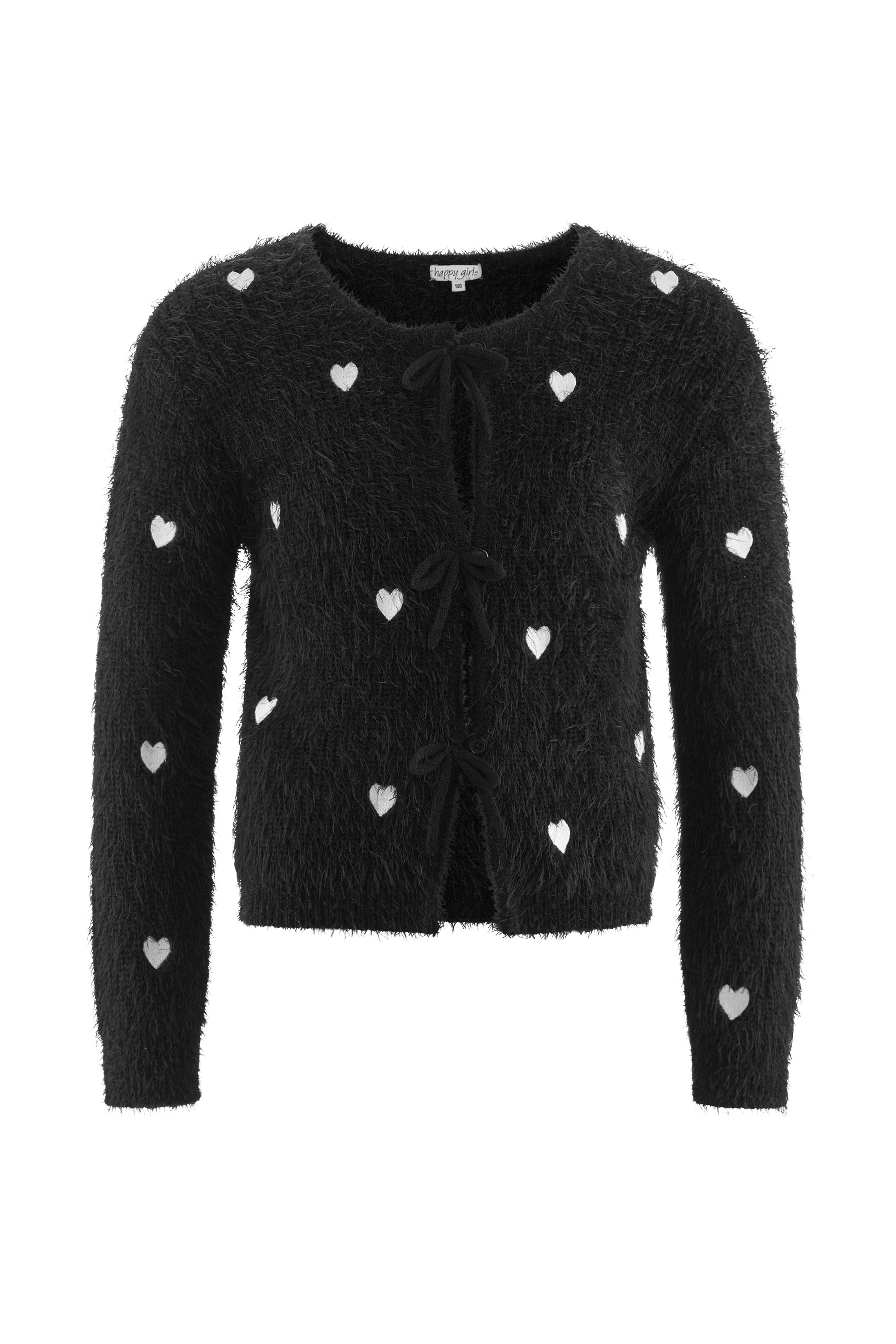 Image of happy girls Strickjacke Materialmix, mit Herzchen Druck