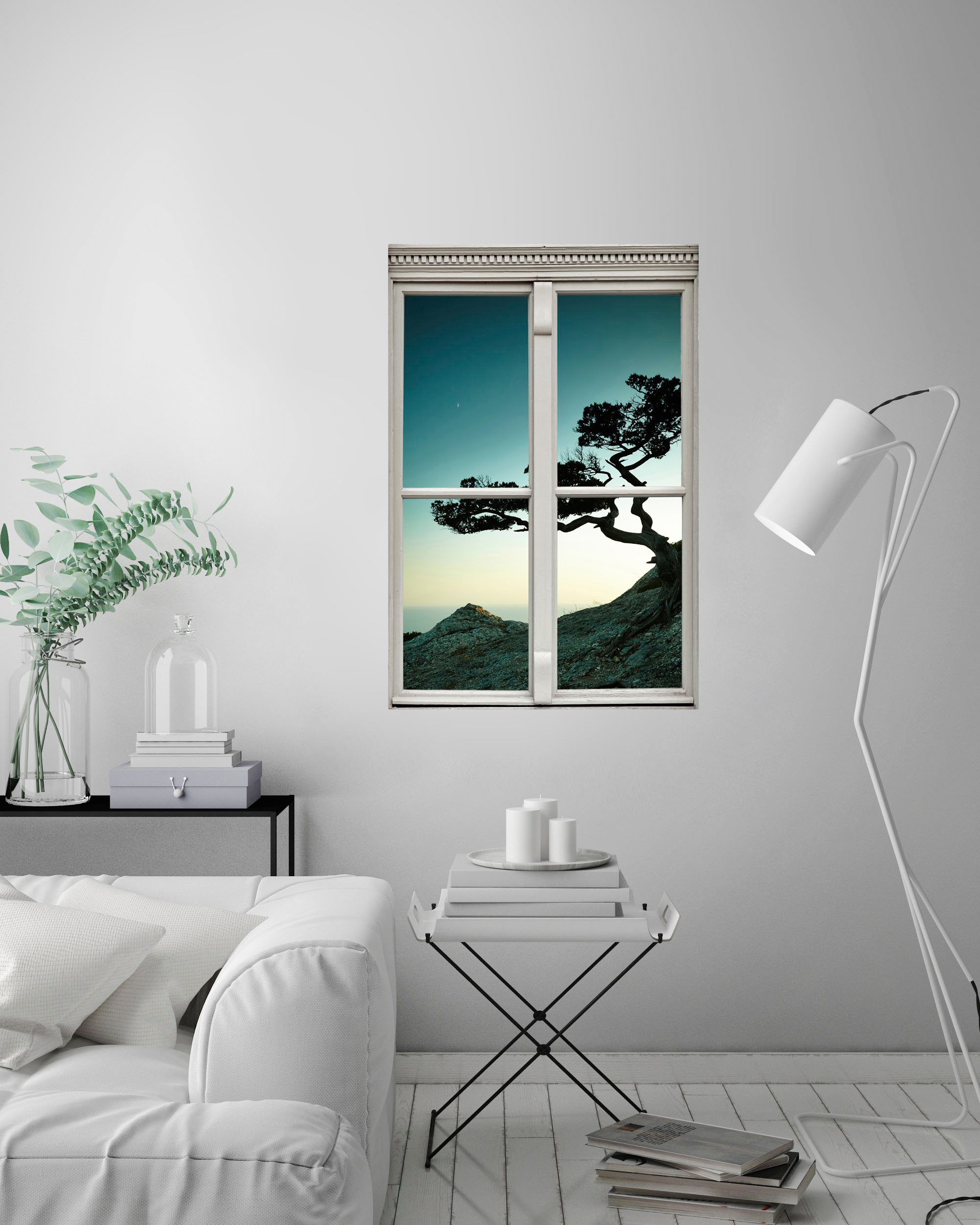 queence Autocollants muraux »Küste« Wandsticker, Wandbild, selbstklebend, 3D, Fenster