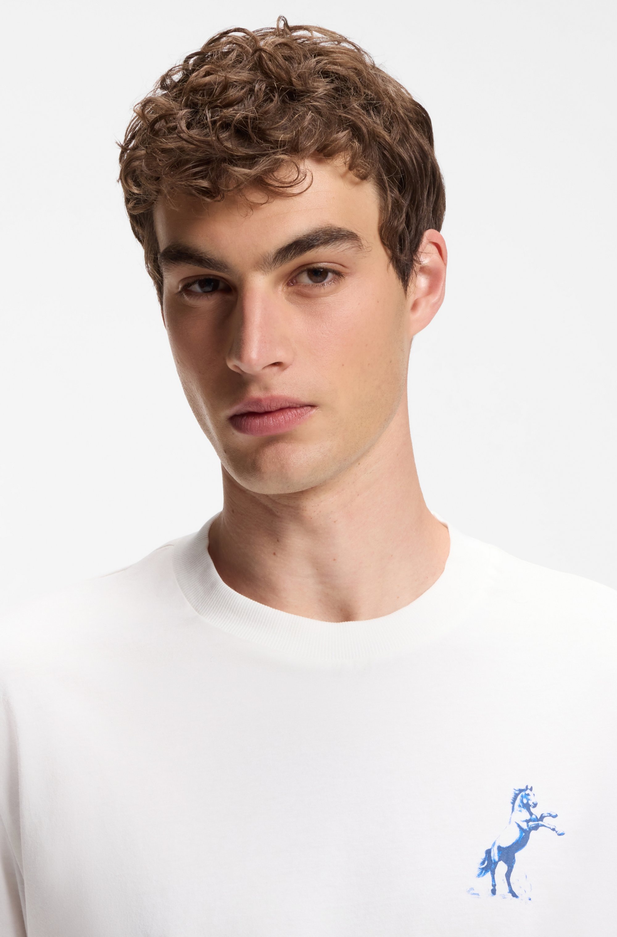 HUGO T-shirt »Noxwash« col rond, coupe régulière, coton pur