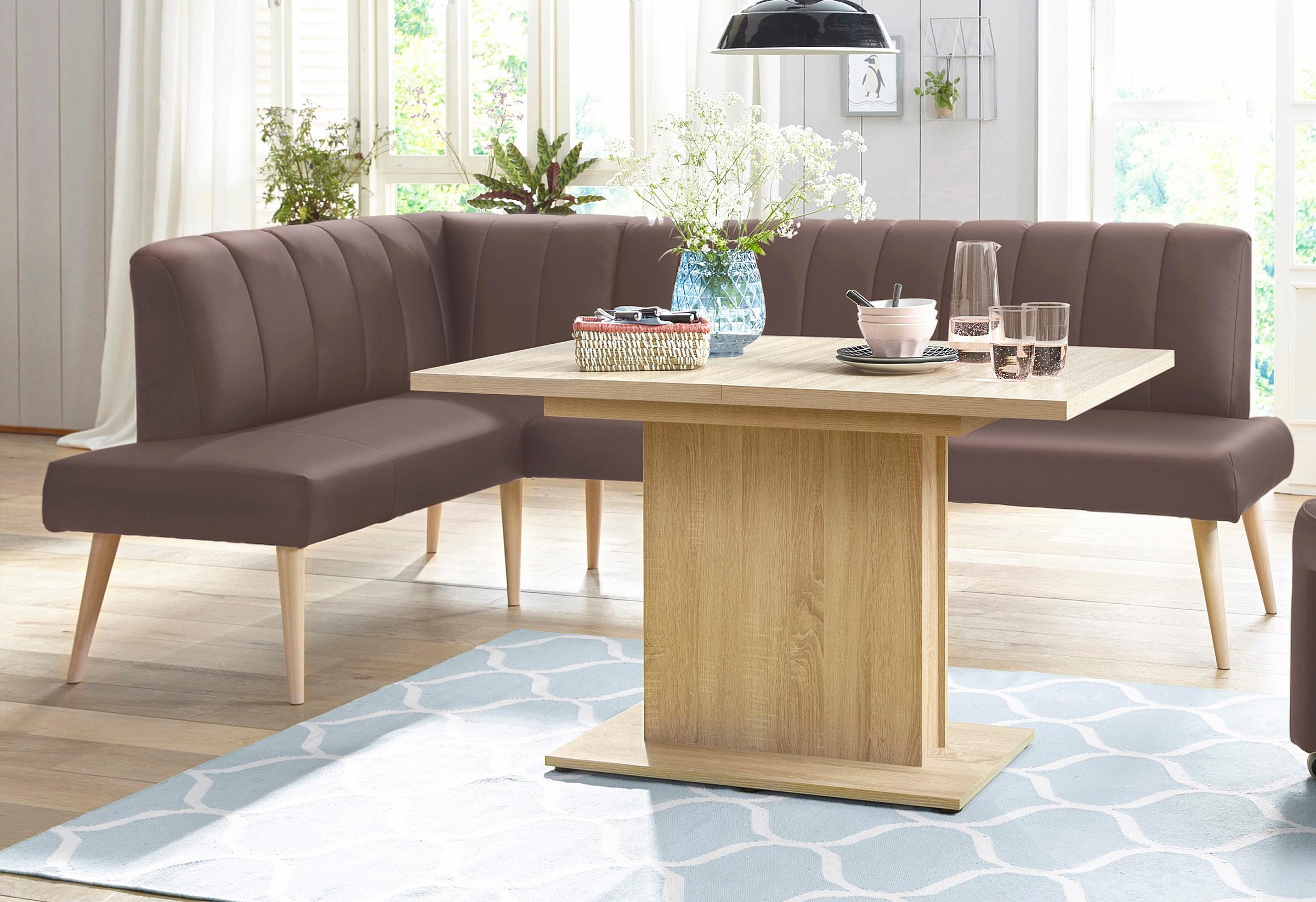 exxpo - sofa fashion Eckbank »Costa, moderne Rückensteppung, bequem und elegant, hoher Holzfuss«, hochwertig verarbeitet, Frei im Raum stellbar