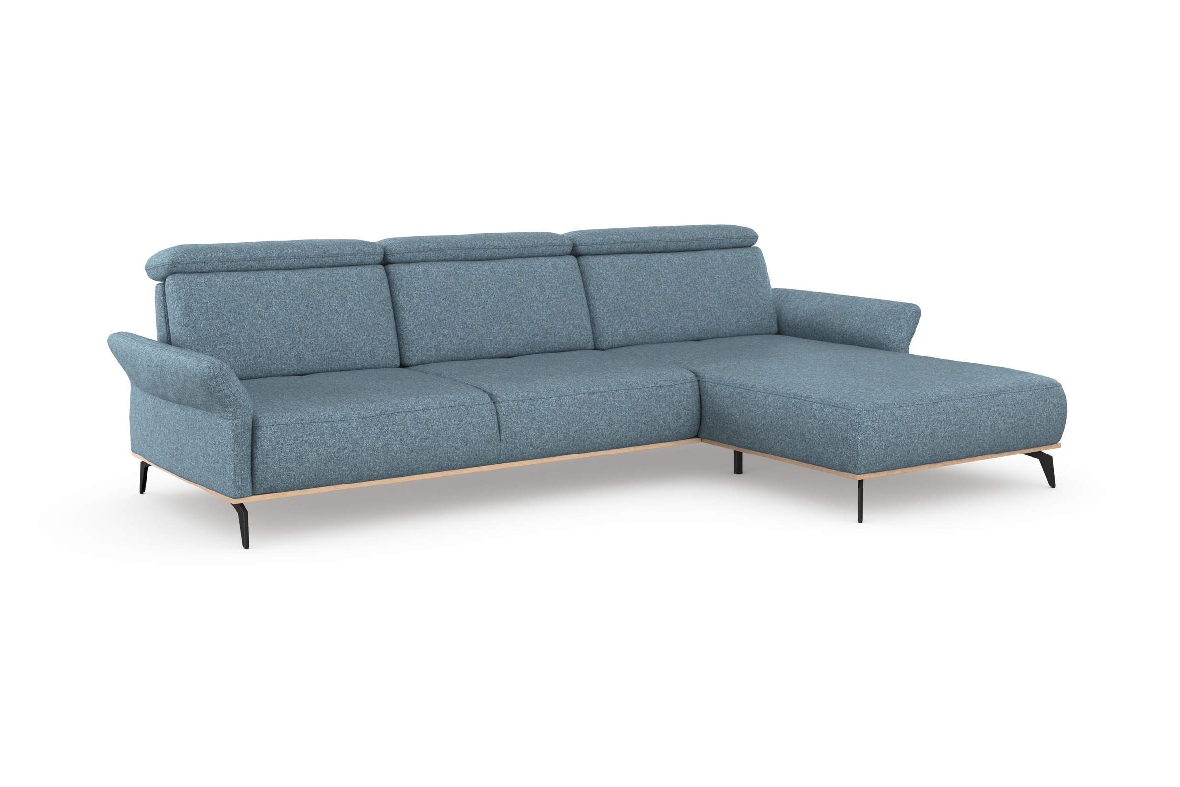 Places of Style Ecksofa »Fjord L-Form«, massiv, wahlweise mit Armlehnfunktion, Kopf- Sitztiefenverstellung