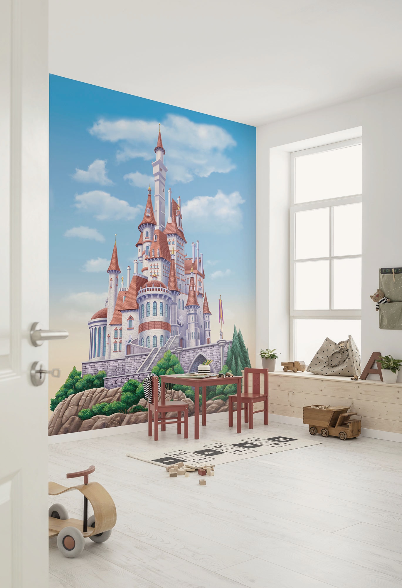 Image of Komar Kindertapete "Disney Princess Belle Castle" bedruckt glatt