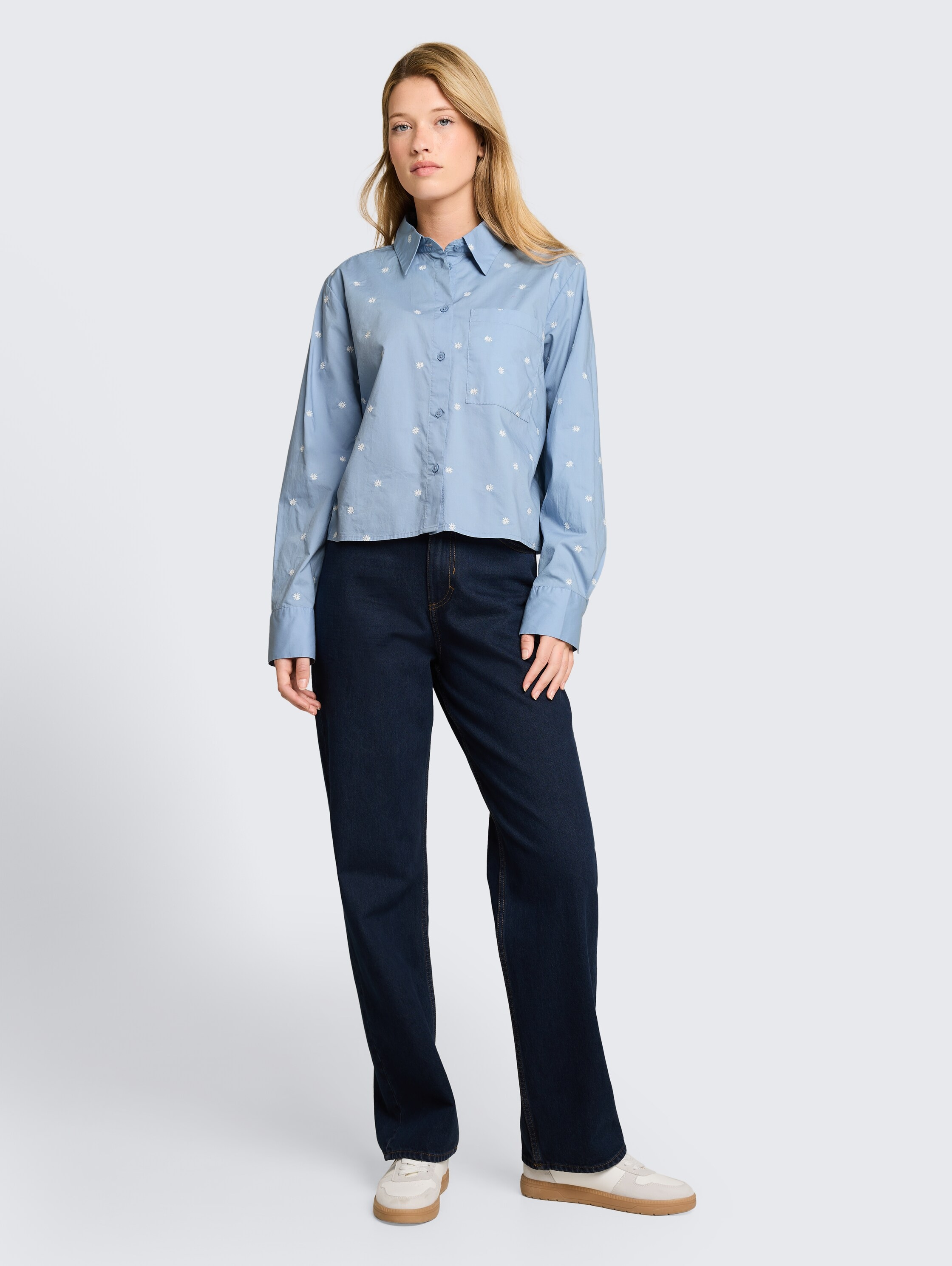 TOM TAILOR Denim Hemdbluse mit Allover-Stickereien