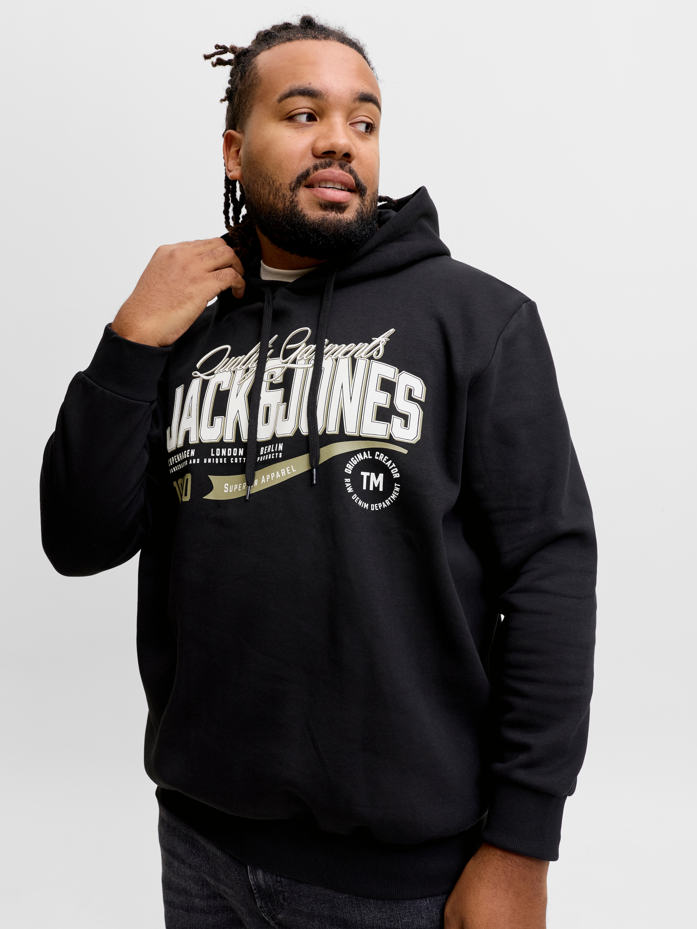 Jack & Jones PlusSize Sweat à capuche »JJELOGO SWEAT HOOD 2 COL AW26 SN PLS«, mélange coton, coupe normale
