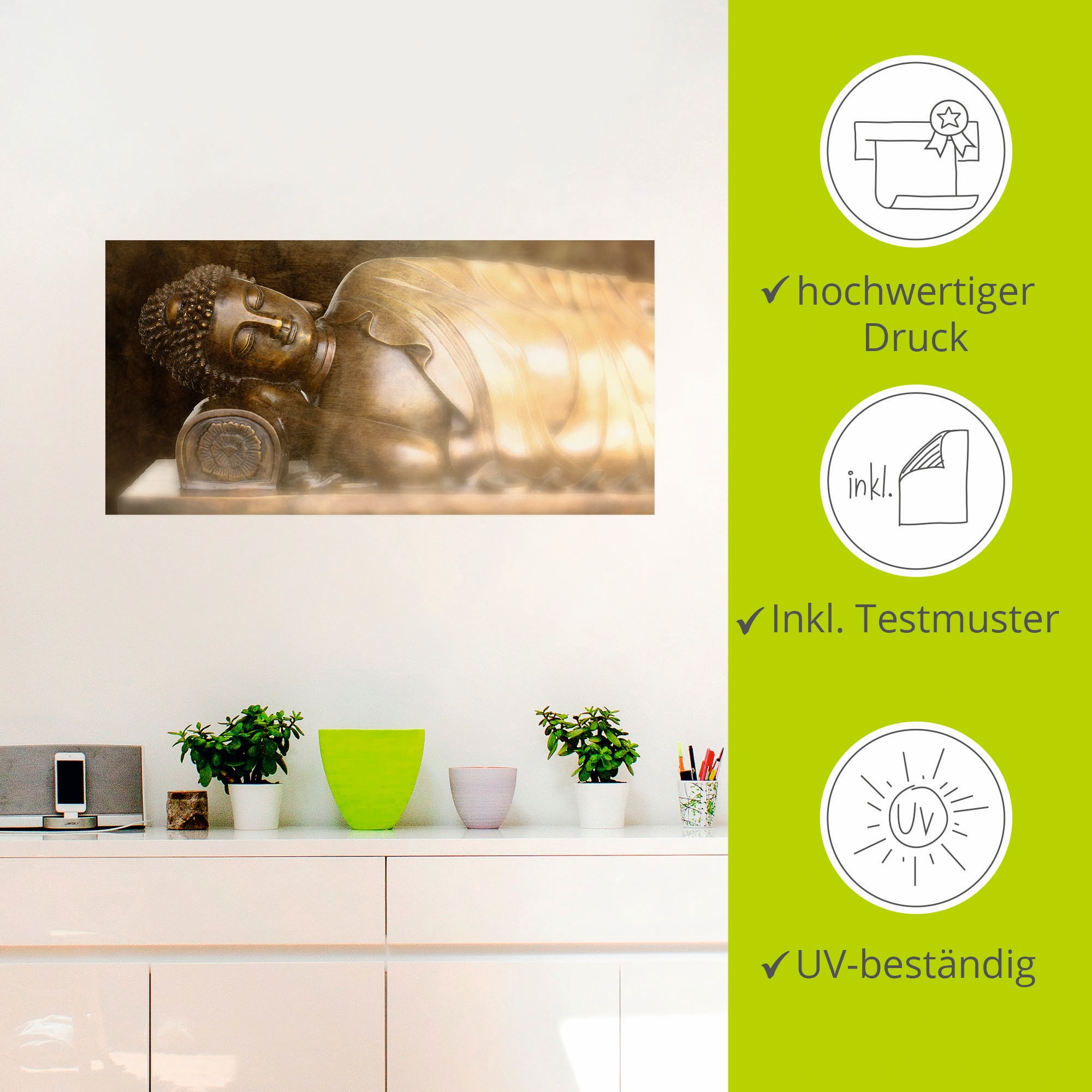 Artland Wandbild »Buddha«, Religion, (1 St.), als Leinwandbild, Wandaufkleber in verschied. Grössen