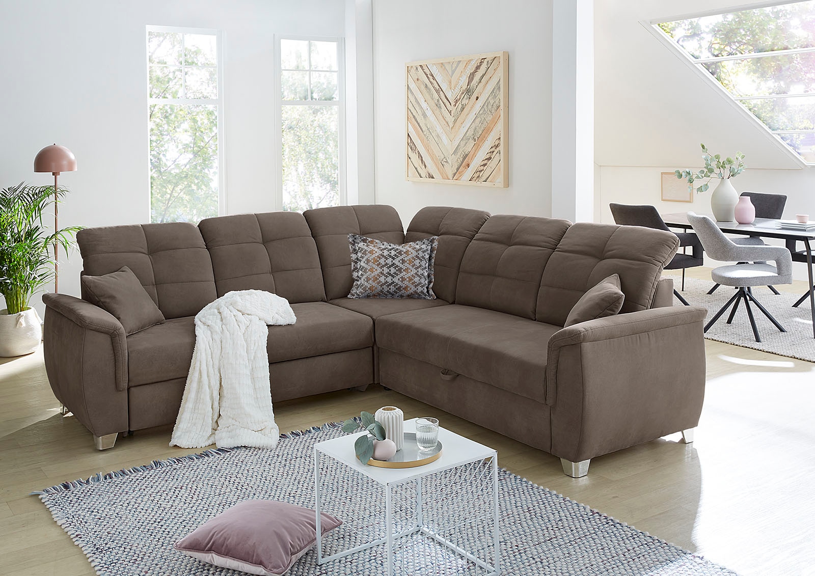 Jockenhöfer Gruppe Ecksofa Udine, verstellbare Kopfteile, Gästebett- und Relaxfunktion