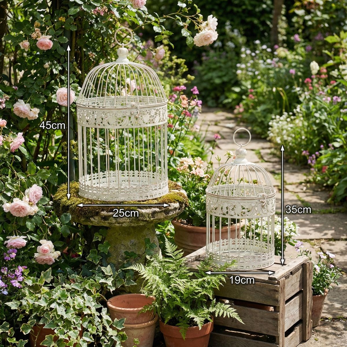 Ambiente Haus Cage à oiseaux 2er Set Outdoor geeignet, aus pulverbeschichtetem Metall