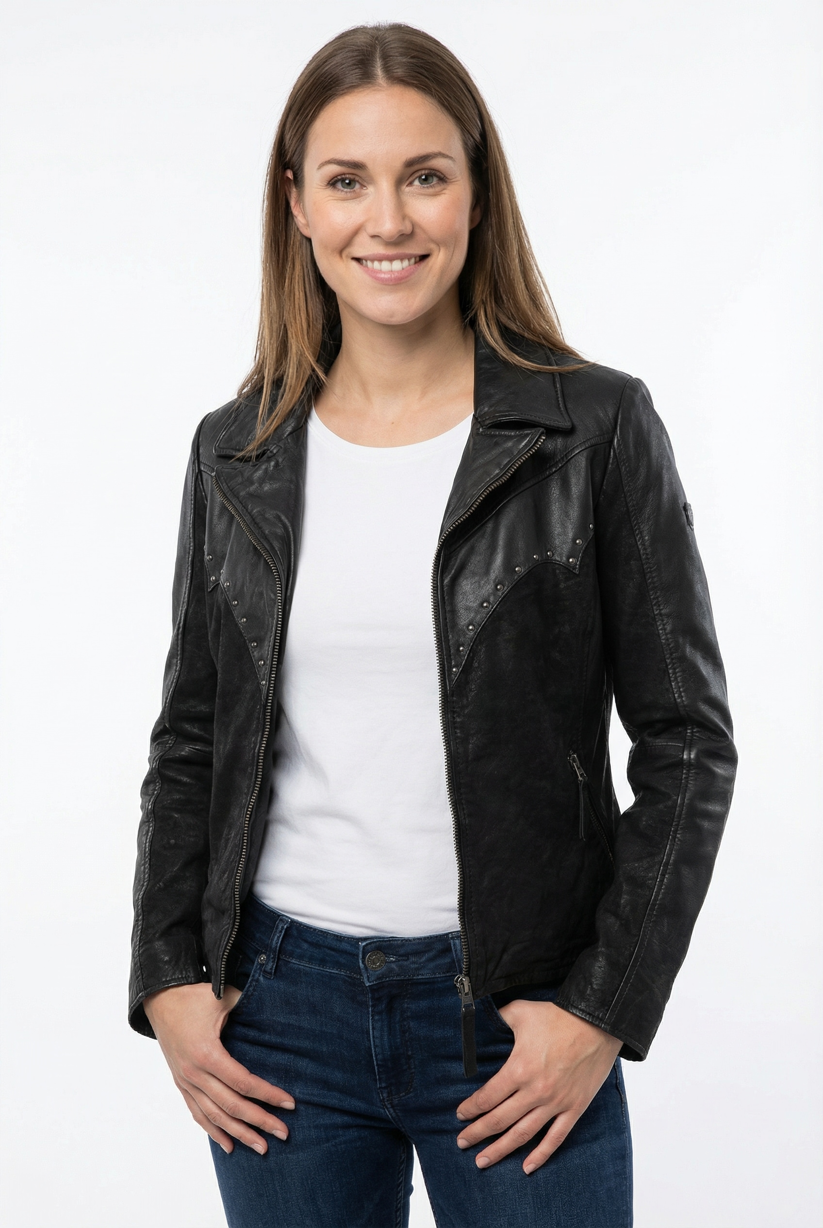 Image of Mauritius Lederjacke "MWCollien" im Mix aus Nappa- und Nubukleder