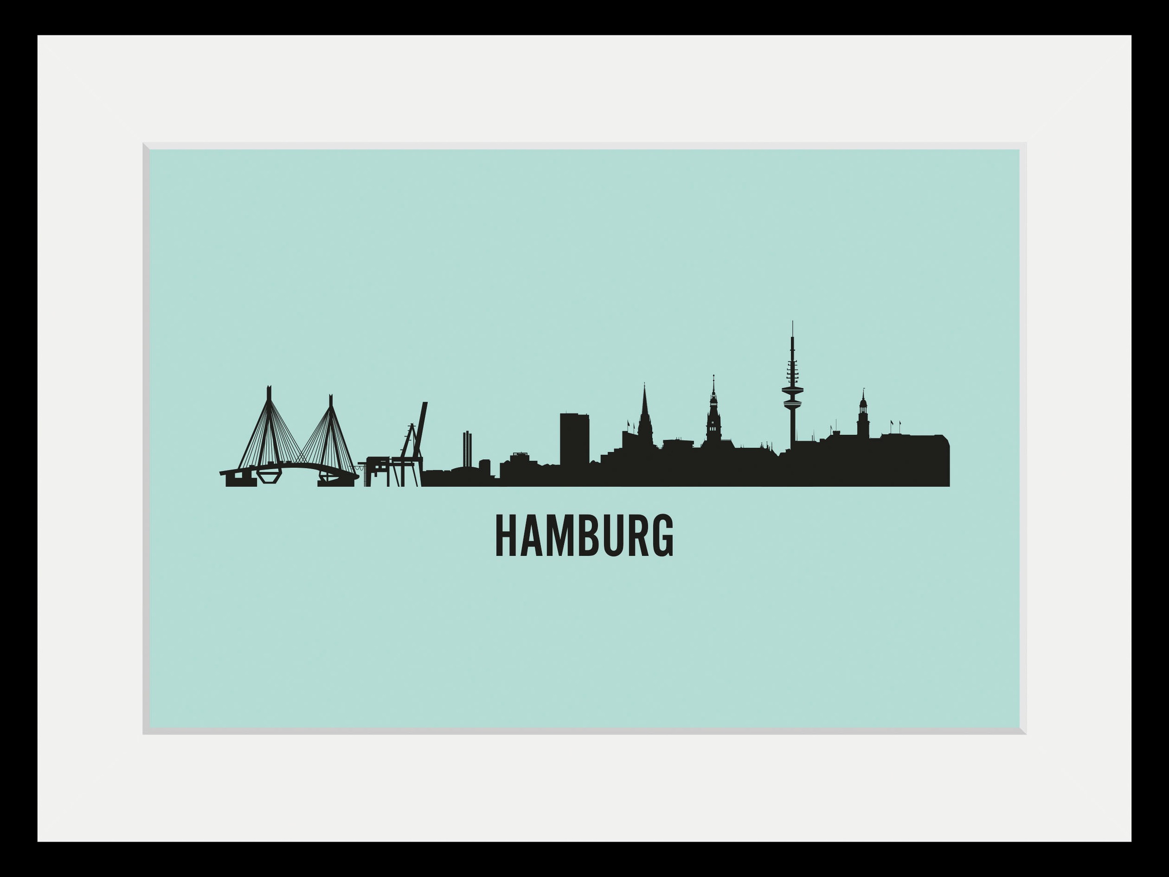 queence Bild »Hamburg Skyline«, Städte-Stadt-Deutschland-Gebäude-Hamburg-Schwarz-Weiss, (1 St.), HD Premium Poster-Druck inkl. Holzrahmen