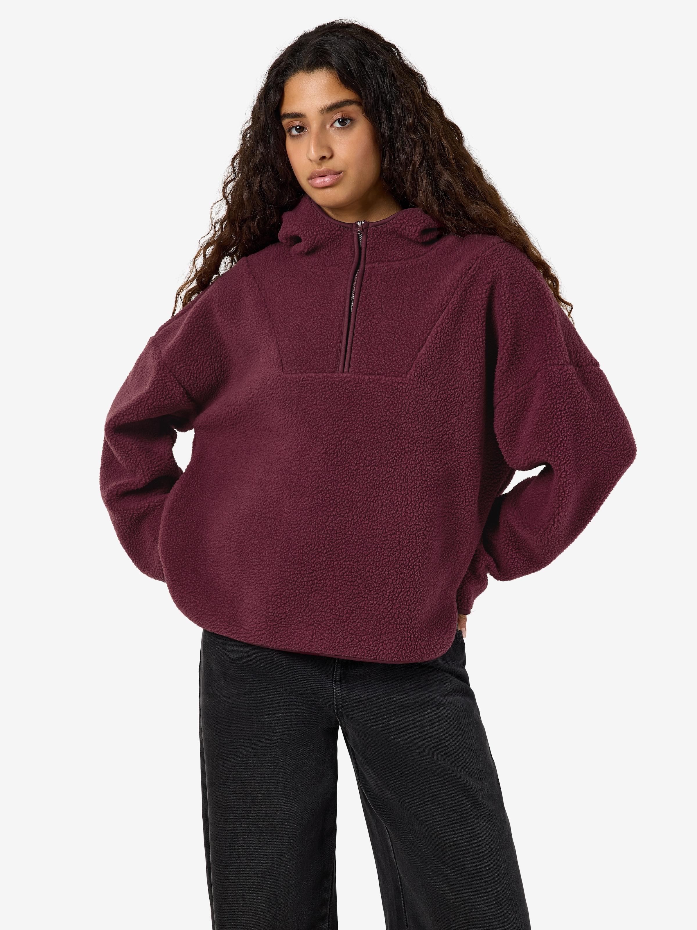 Noisy may Fleecepullover »NMCOZY L/S HALFWAY ZIP SWEATER JRS NOOS«, Polyester, relaxed fit
