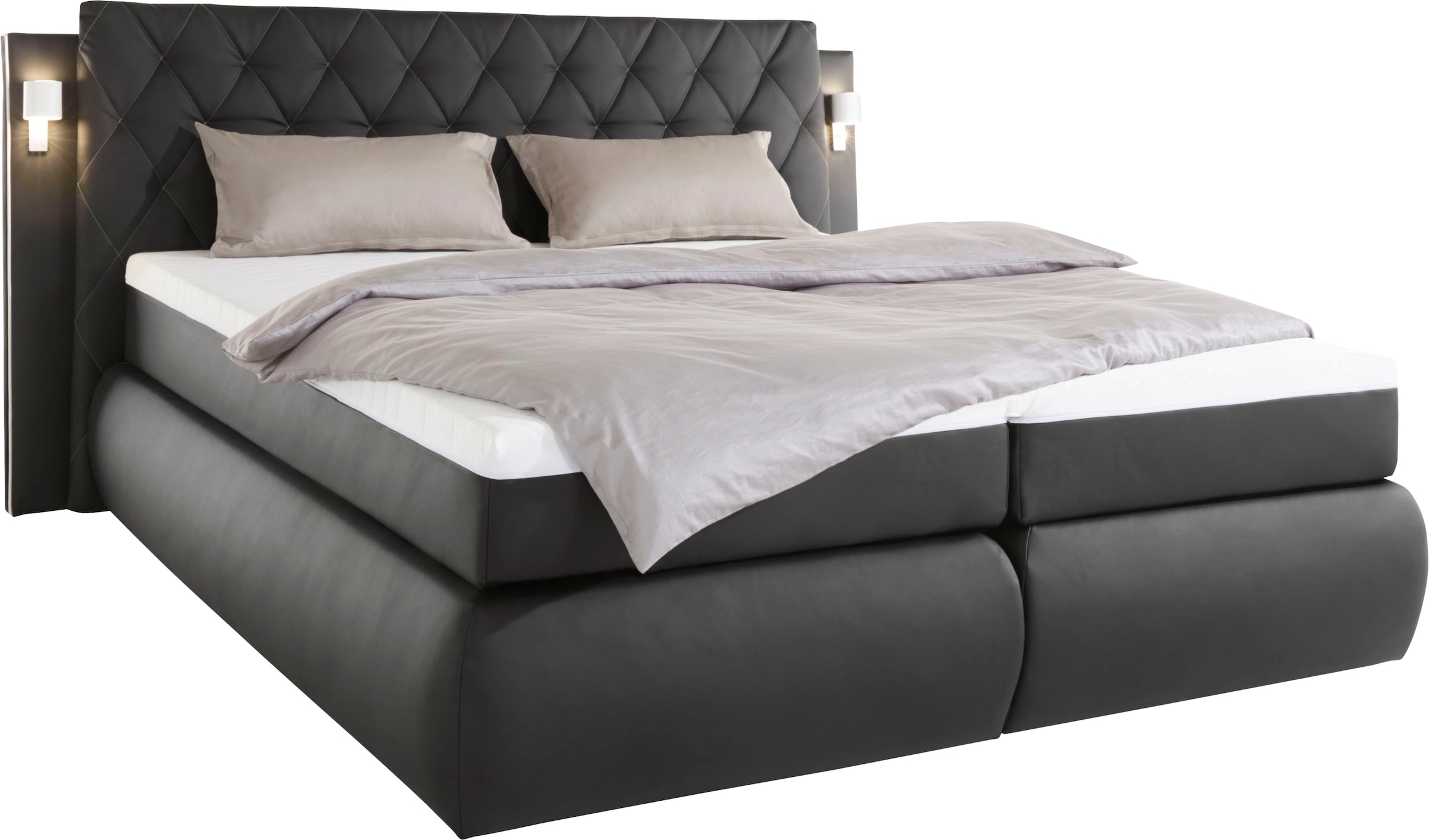 COLLECTION AB Lit boxspring comprend coffre de lit, éclairage LED et surmatelas
