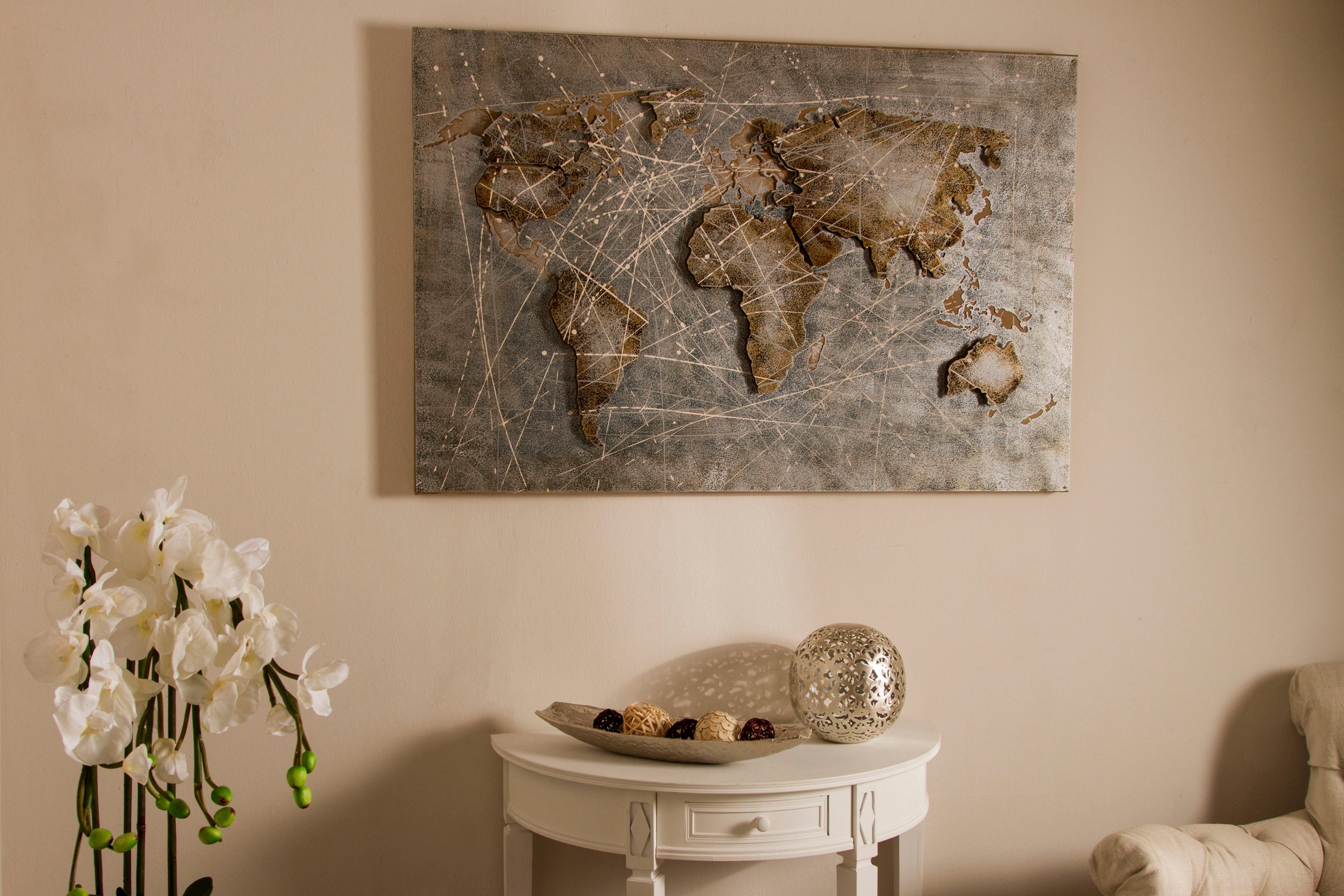 Image of Myflair Möbel & Accessoires Leinwandbild »Canvas "Earth"«, mit Metall, Motiv Weltkarte, 120x80 cm, Wohnzimmer bei Ackermann Versand Schweiz