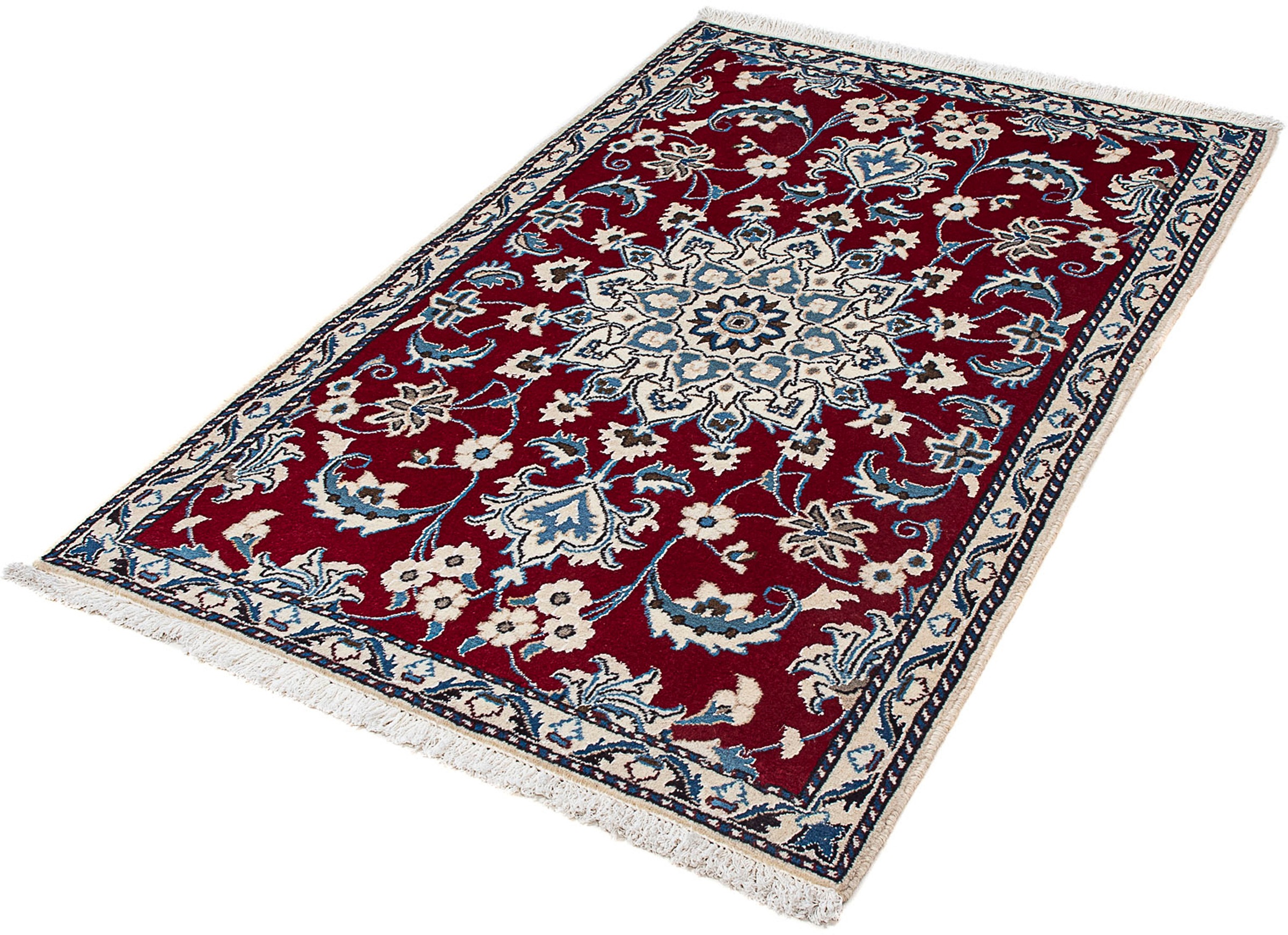 Image of morgenland Orientteppich »Perser - Nain - 138 x 89 cm - dunkelrot«, rechteckig, 10 mm Höhe, Wohnzimmer, Handgeknüpft, Einzelstück mit Zertifikat bei Ackermann Versand Schweiz