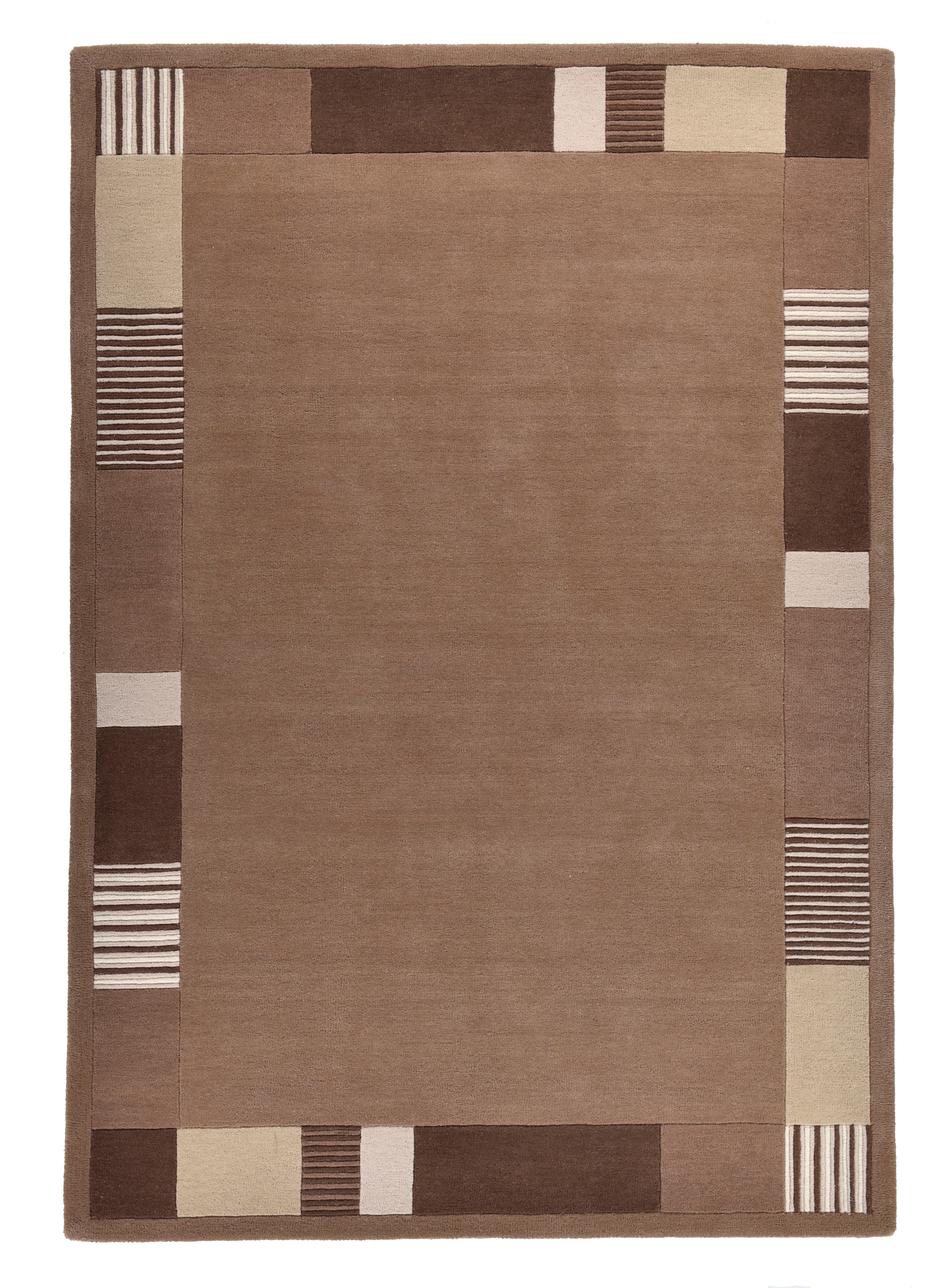 THEKO Wollteppich »Royal Nepali 3085« rechteckig 15 mm Höhe reine Wolle, handgetuftet, Uni-Farben, mit Bordüre, modernes Design