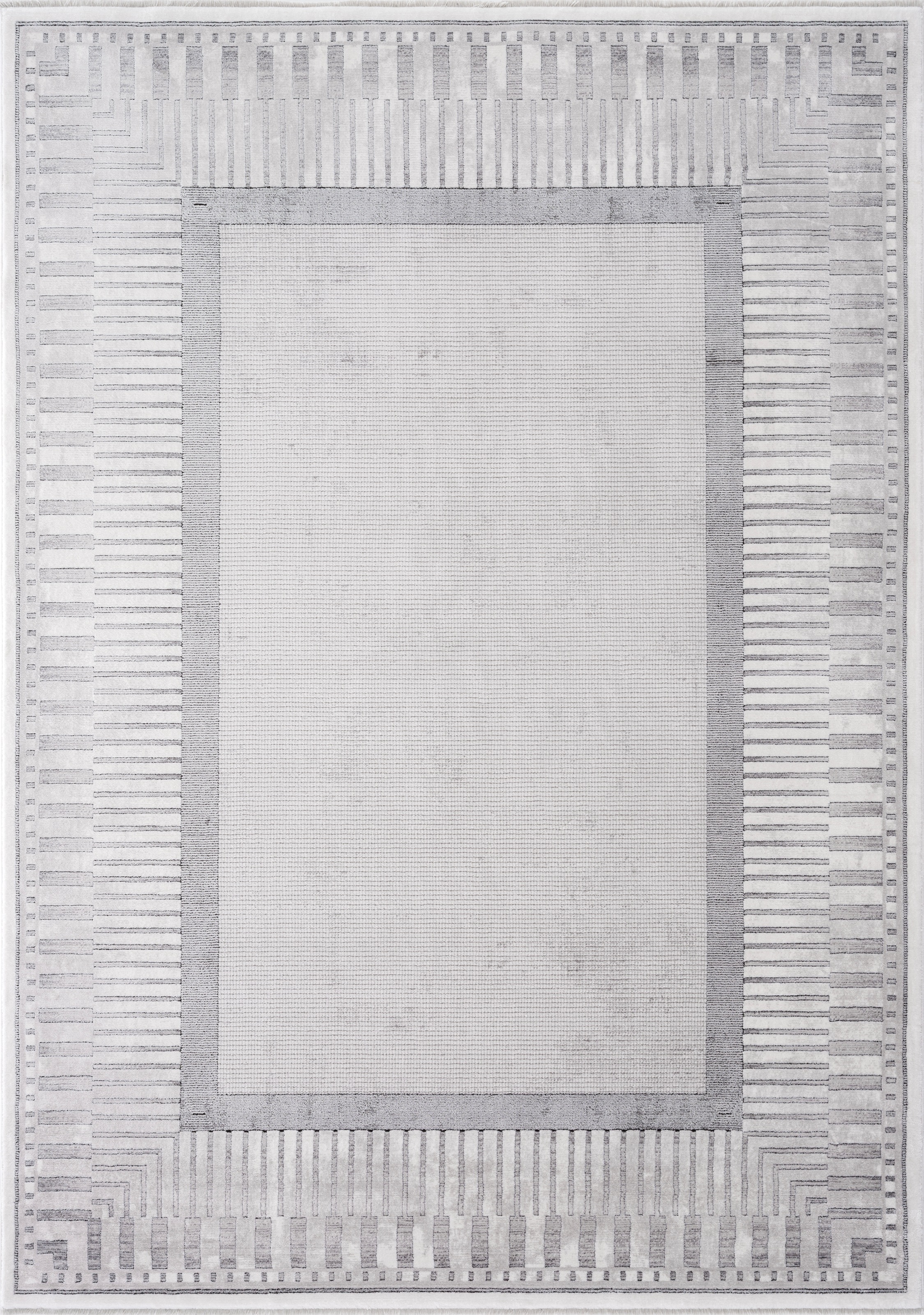 Calvin Klein home Teppich »Luster, mit Fransen, Designerteppich« rechteckig 6 mm Höhe Rahmen, Muster, meliert, Wohnzimmer, Schlafzimmer, Esszimmer
