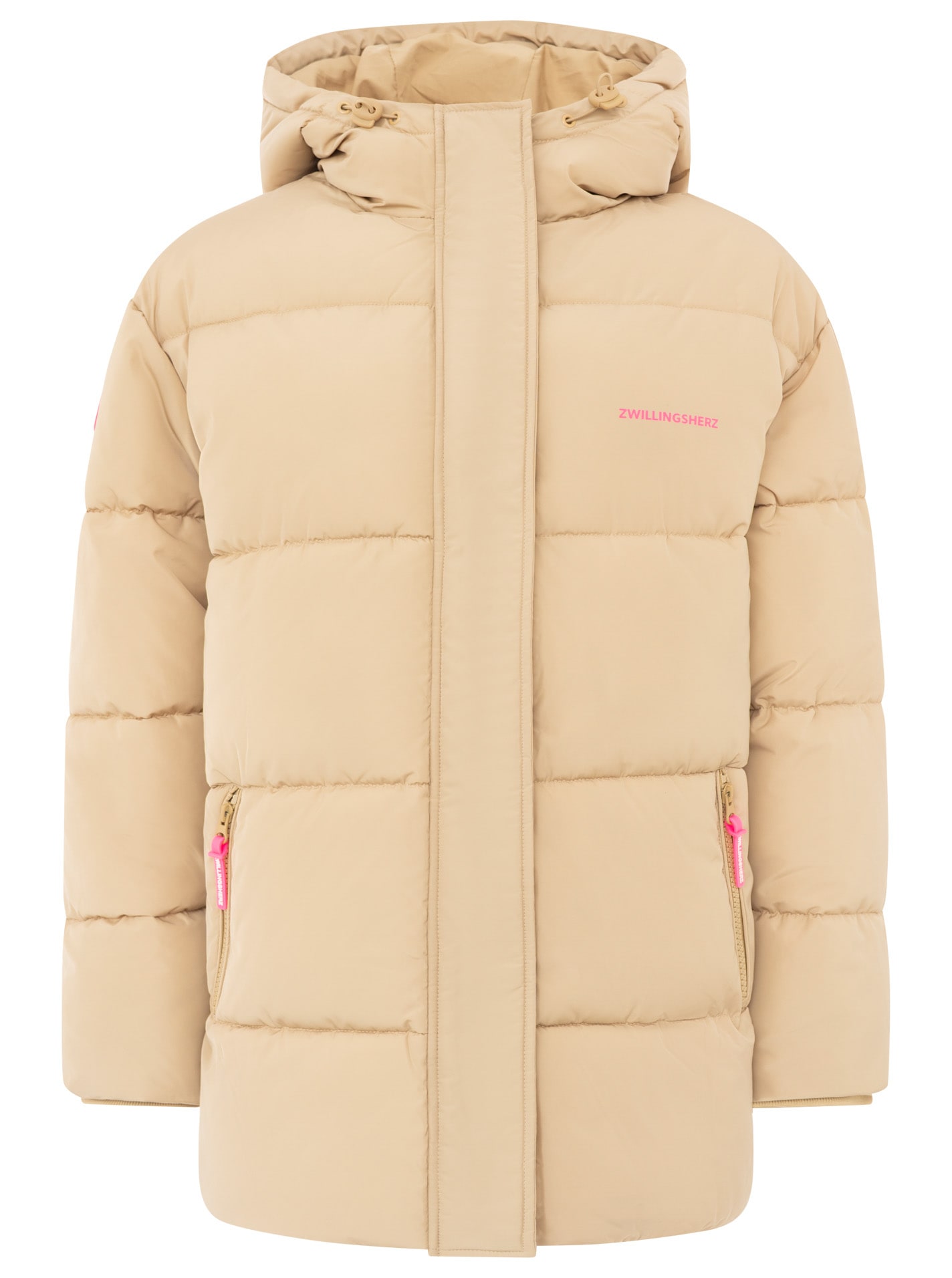 Zwillingsherz Steppjacke »„Love More“« Kapuze mit Tunnelzug, verdeckter Reissverschluss, dezente Details