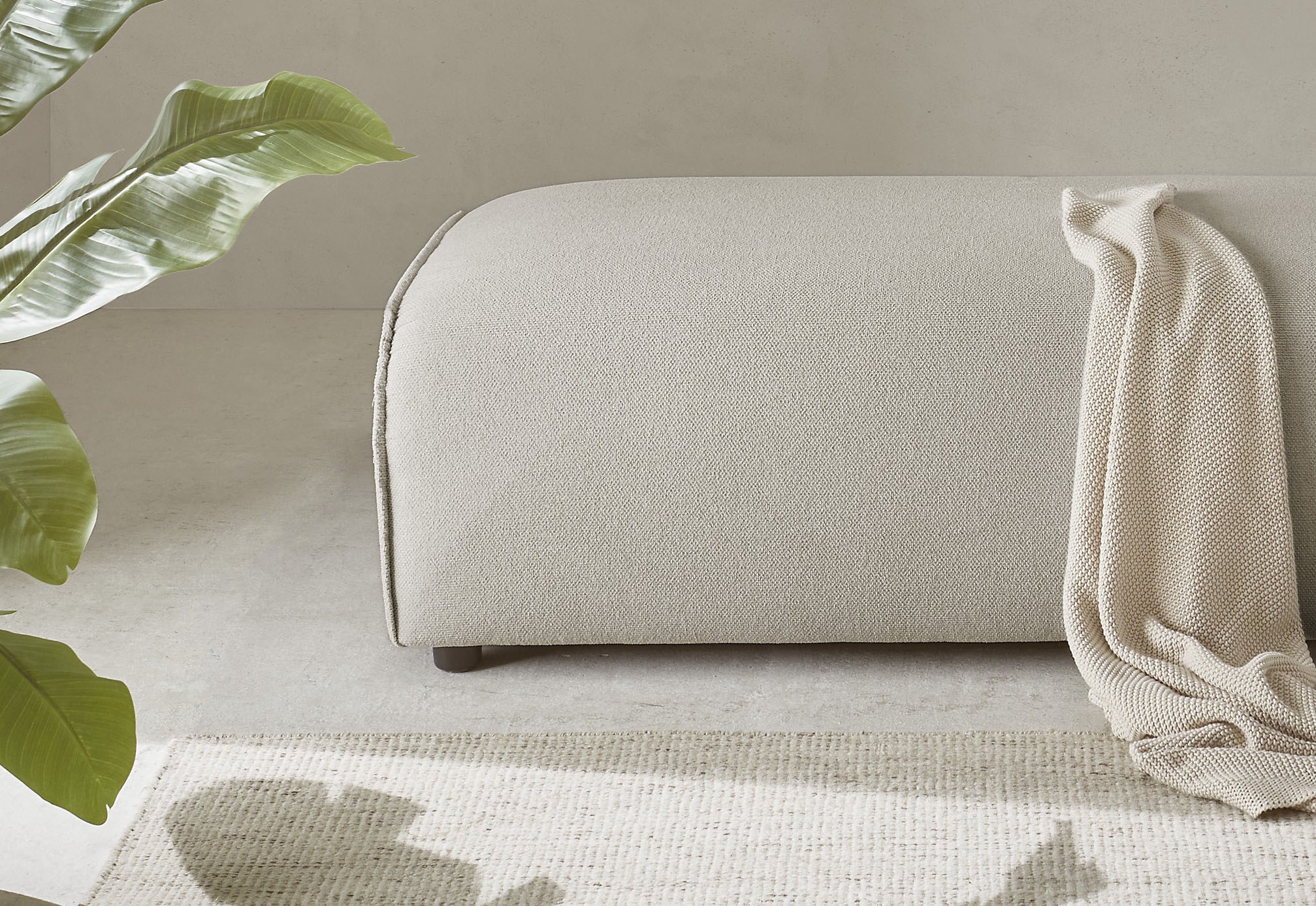 LeGer Home by Lena Gercke Hocker »PIARA, Polsterhocker mit Kedernaht, Cord, Leinenoptik o. Strukturstoff«, zur Serie PIARA, rechteckig, schwarze Füsse, bequemer Sitzkomfort