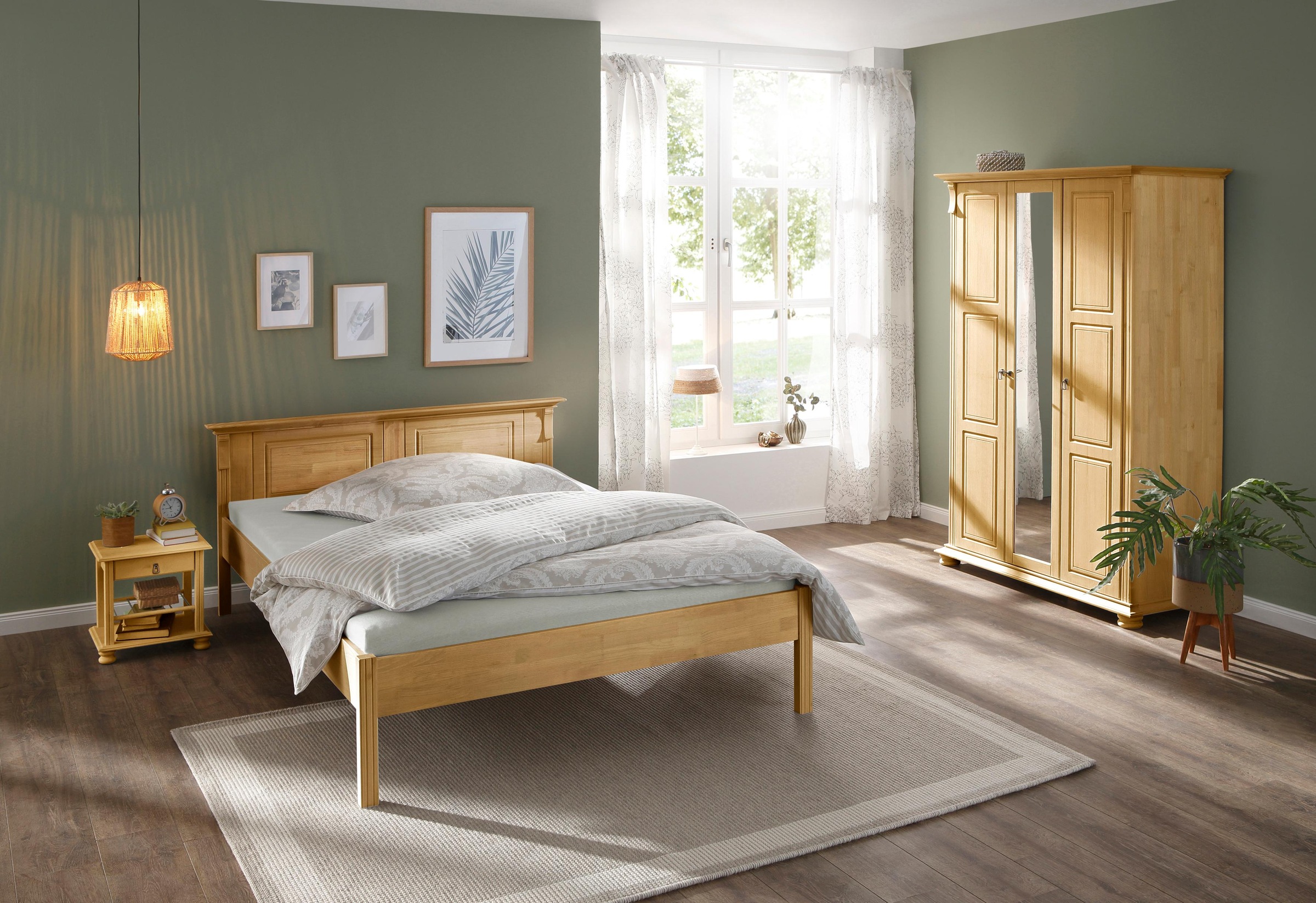 Home affaire Schlafzimmer-Set »Mitu«, (Set, 3 St.), aus massiver Kiefer