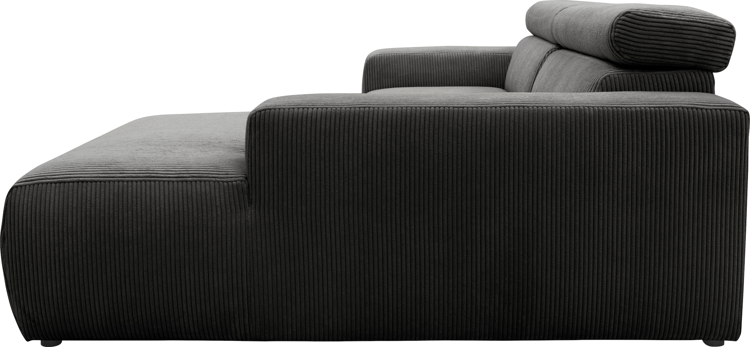 DOMO collection Ecksofa »Brandon B/T: 214/175 cm, belastbar bis 140kg/ Sitz, L-Form«, Cord, grau