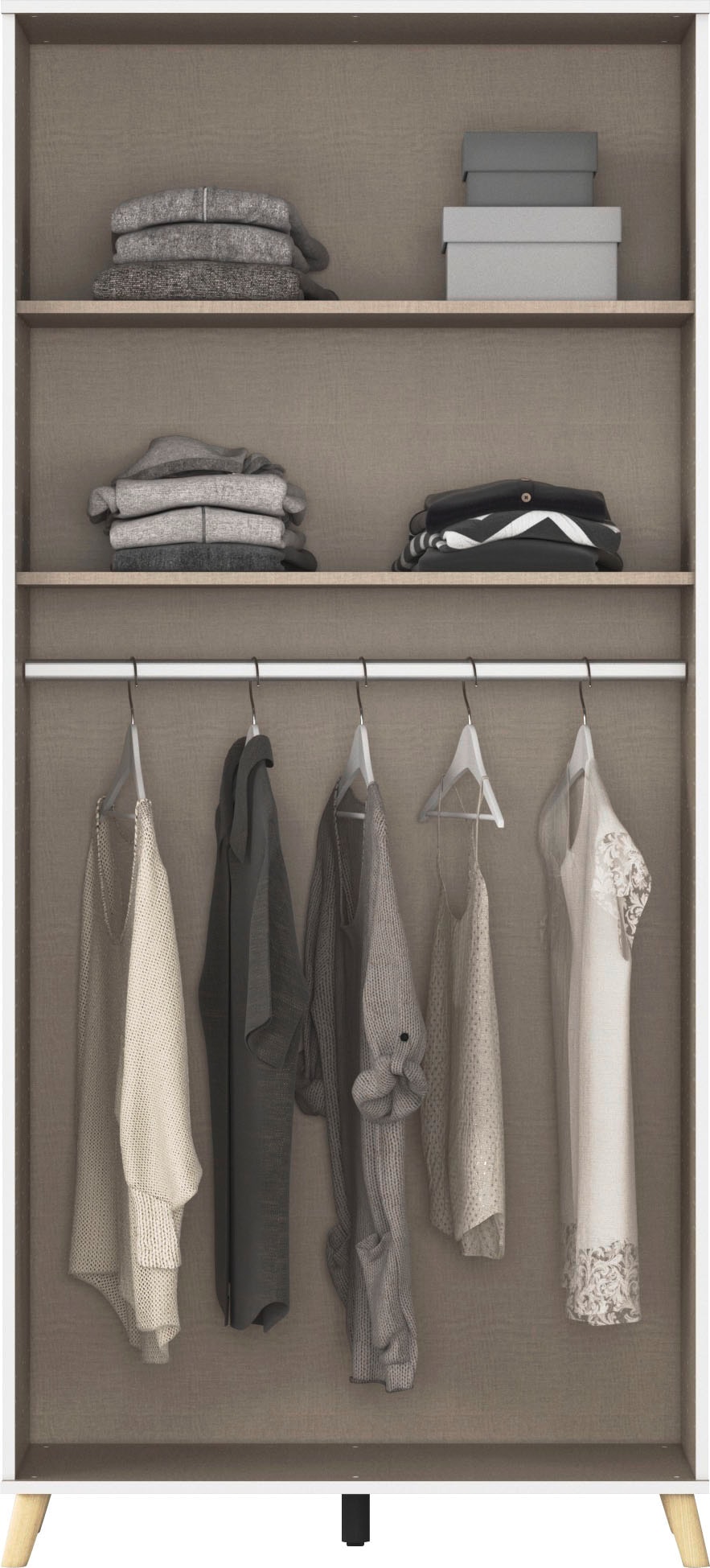 rauch Kleiderschrank »Ottos Choice Skandi Kinderzimmer Bestseller Schlafzimmerschrank FALUN« Breite 92/137/182, Höhe 203 cm,  im modernen Skandi-Look, Füsse/Griffe Eiche massiv MADE IN GERMANY