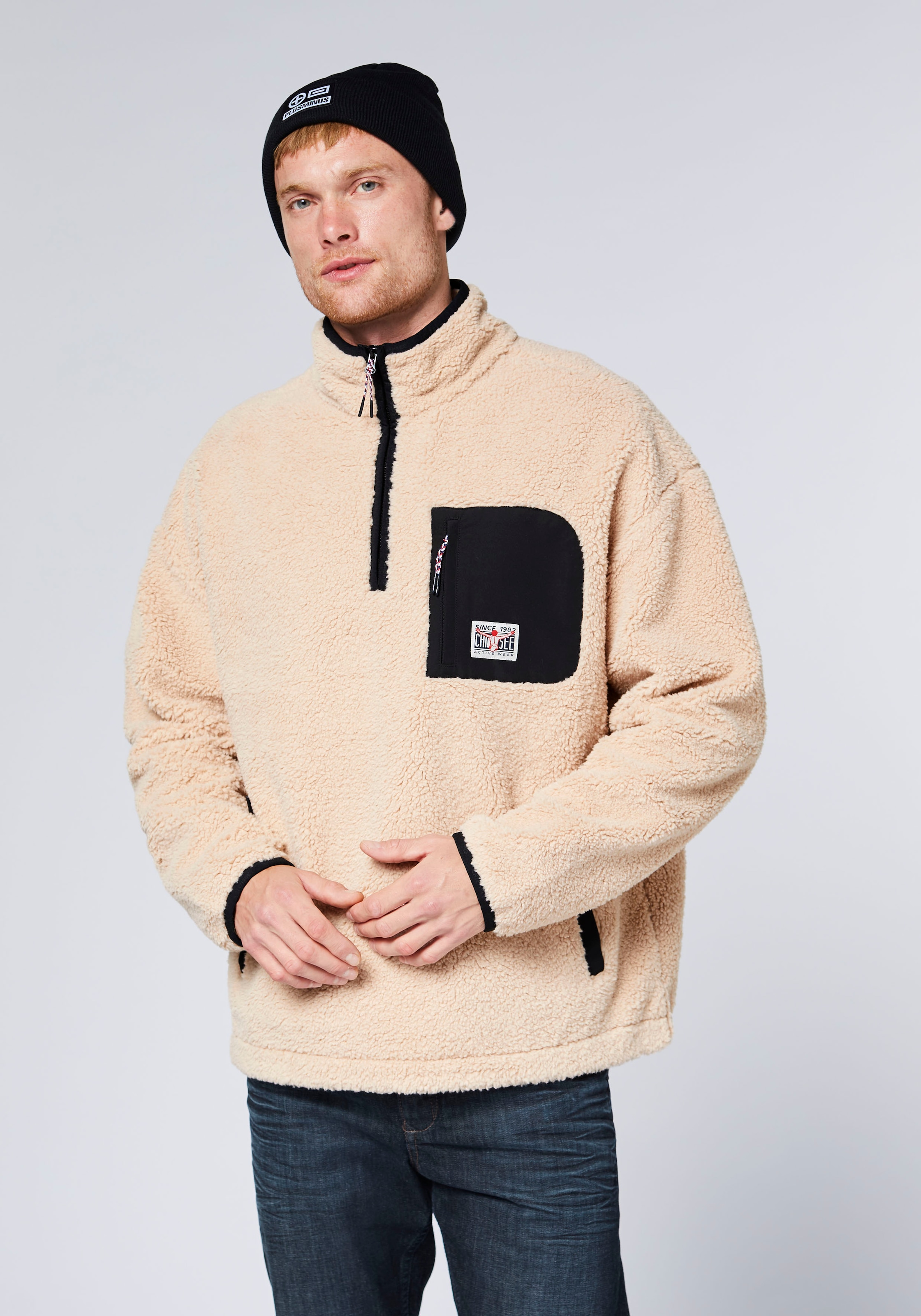 Image of Chiemsee Strickfleece-Pullover "Teddyfleecepullover" aus Strickfleece, hoch geschlossener Ausschnitt, sportlicher Stil