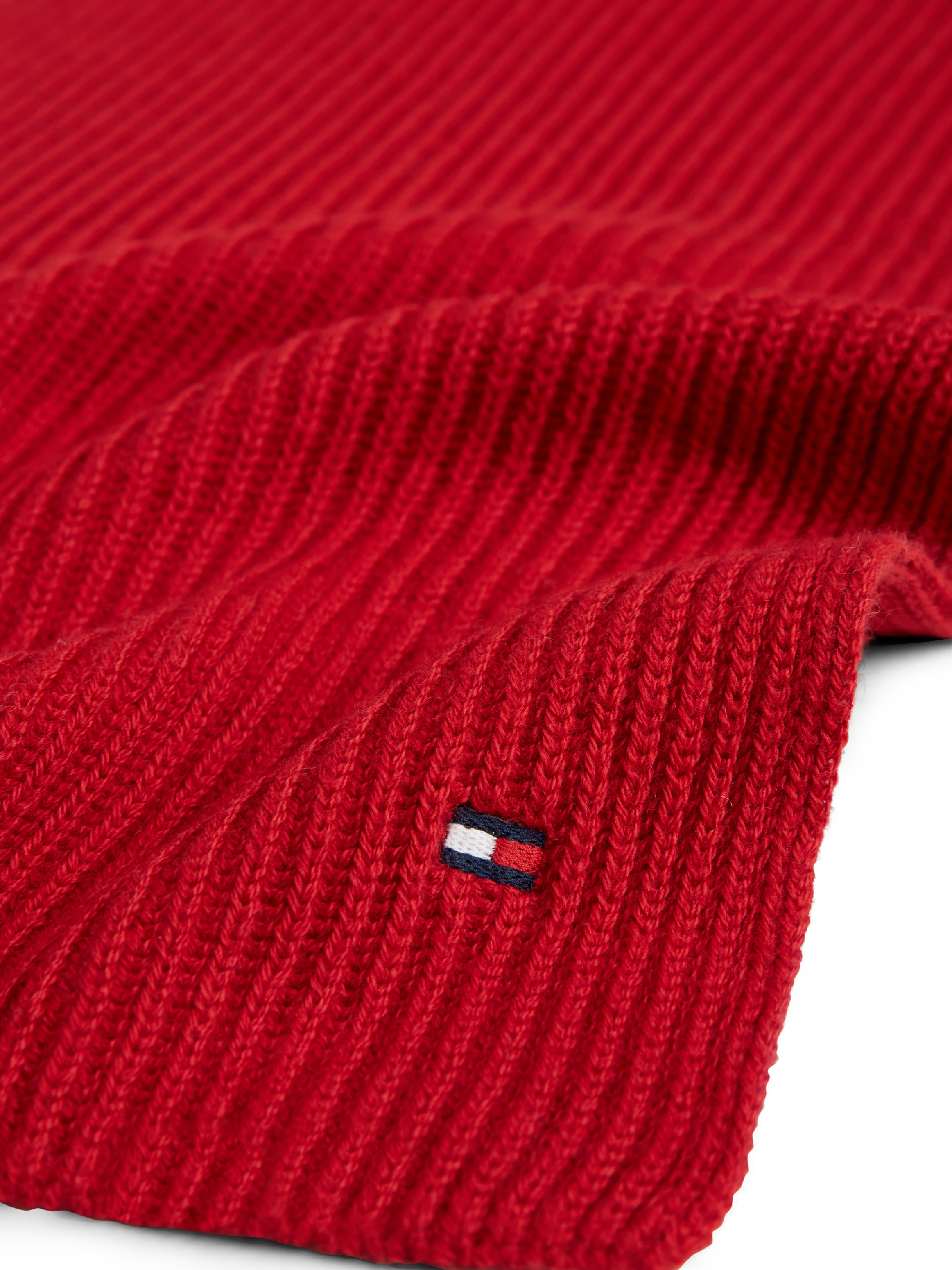 Tommy Hilfiger Écharpe tricotée »TH FLAG PIMA COTTON CASH SCARF« avec broderie logo, avec une part de cachemire Unisexe