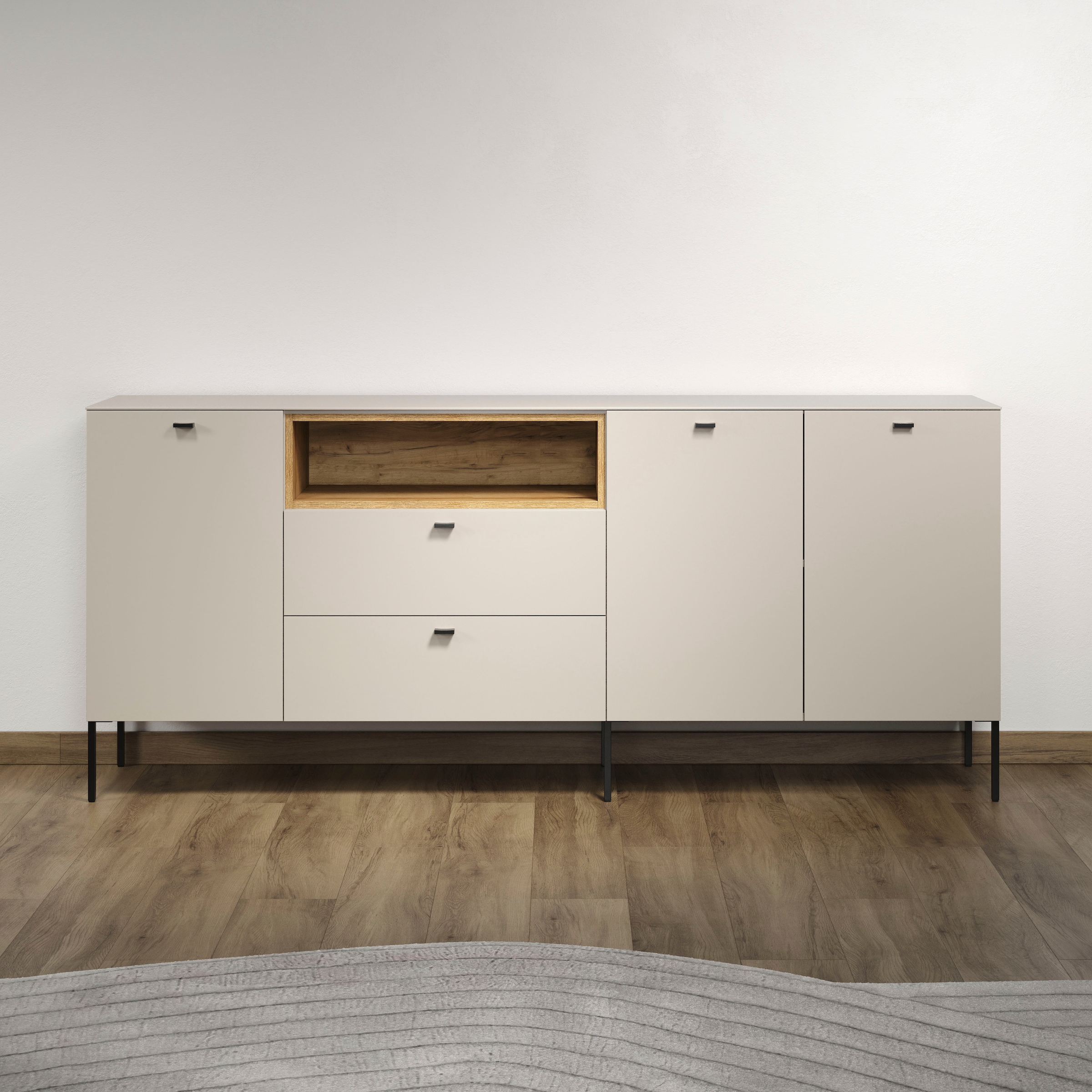 Image of Home affaire Sideboard "San Pedro" 1 Stk. tlg. Anrichte mit Griffen und Füssen aus Metall - (B/T/H) 197/42/85 cm