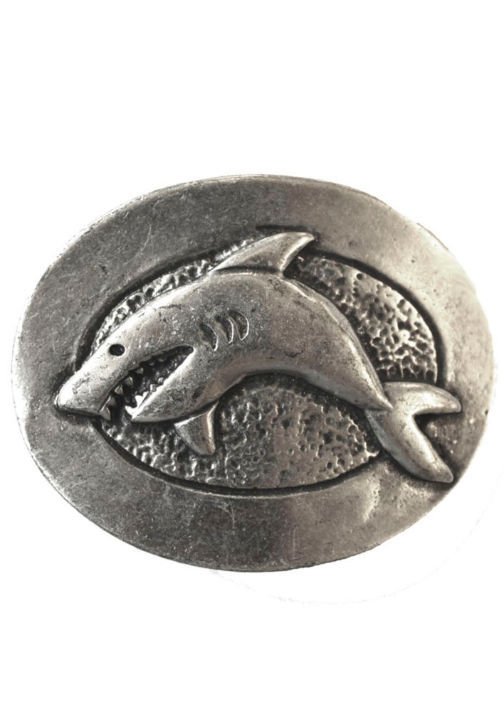 Image of Rettungsring Gürtel Gürtelschnalle Wechselschnalle "Hai Oval Silber", individuelle Gürtelschnalle