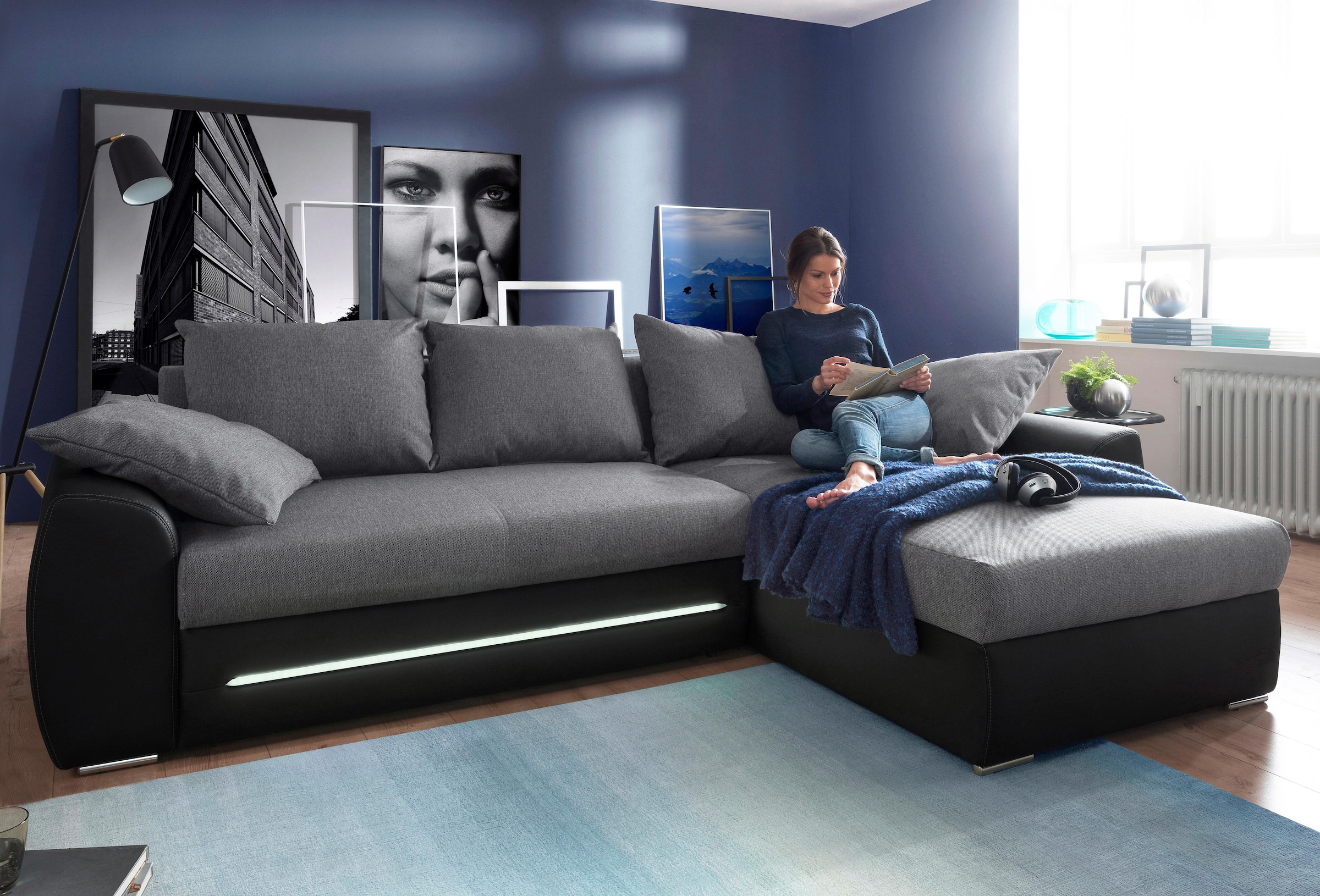 Jockenhöfer Gruppe Ecksofa »Basel«, inklusive kaufen Bettkasten Bettfunktion mit und LED-Beleuchtung