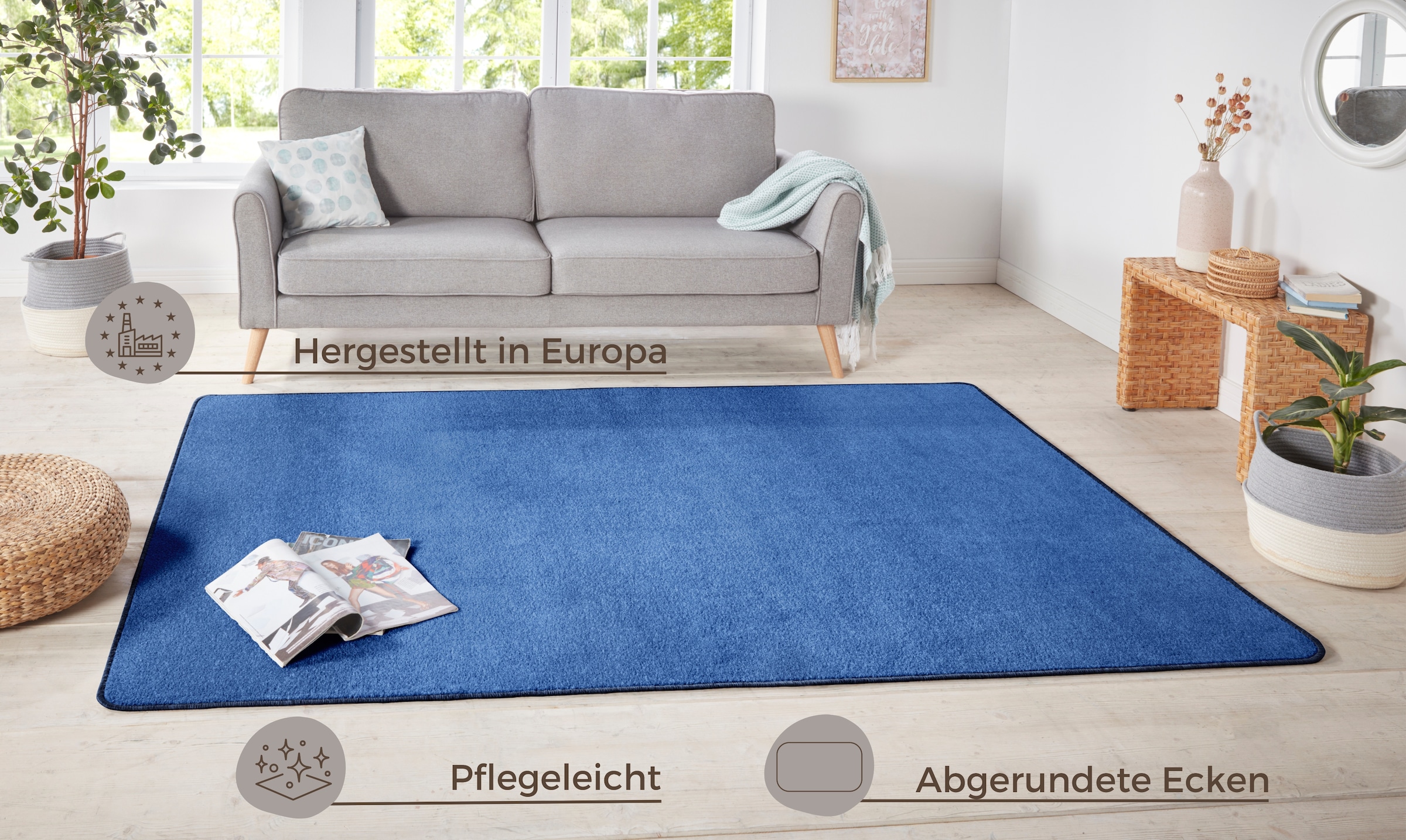 HANSE Home Teppich »Shashi«, rechteckig, Kurzflor, Unifarben, Teppich, Weich, Esszimmer, Kinderzimmer, Flur