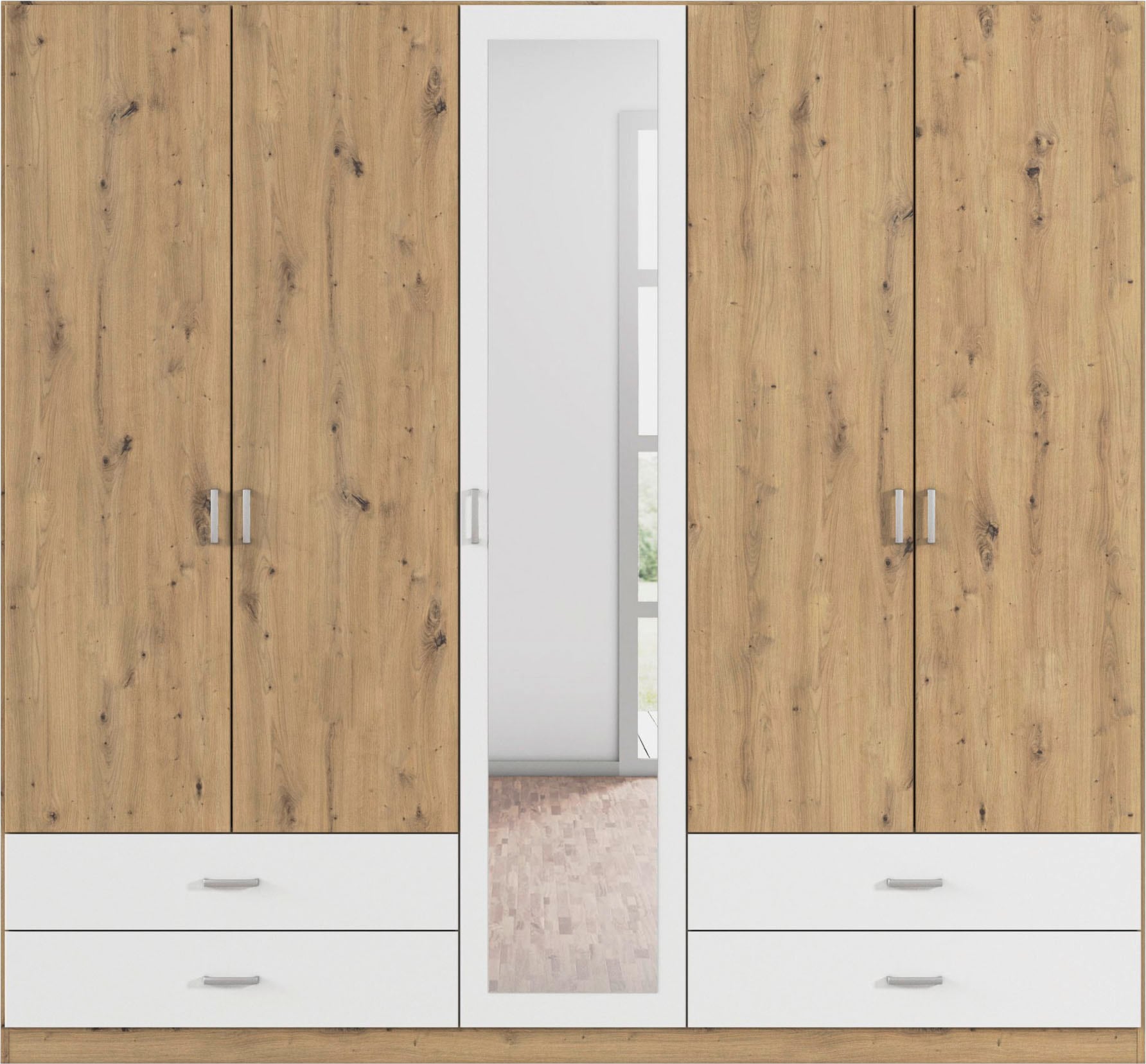 rauch »Kleiderschrank Schrank Garderobe Wäscheschrank BORBONA« Largeurs 226/271 cm, hauteur 210 cm,  en 2 largeurs, avec miroir et nombreuses combinaisons de couleurs FABRIQUÉ EN ALLEMAGNE