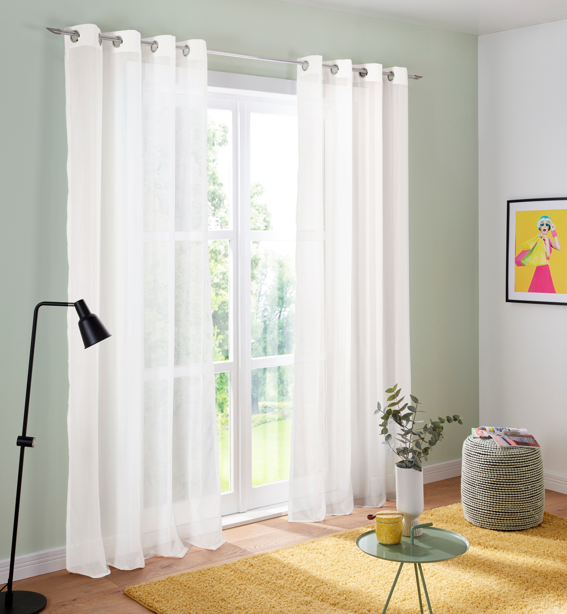 Image of GOODproduct Gardine "Malin" Ösen 2 Stk. tlg. halbtransparent, Gardine, 2-er Set