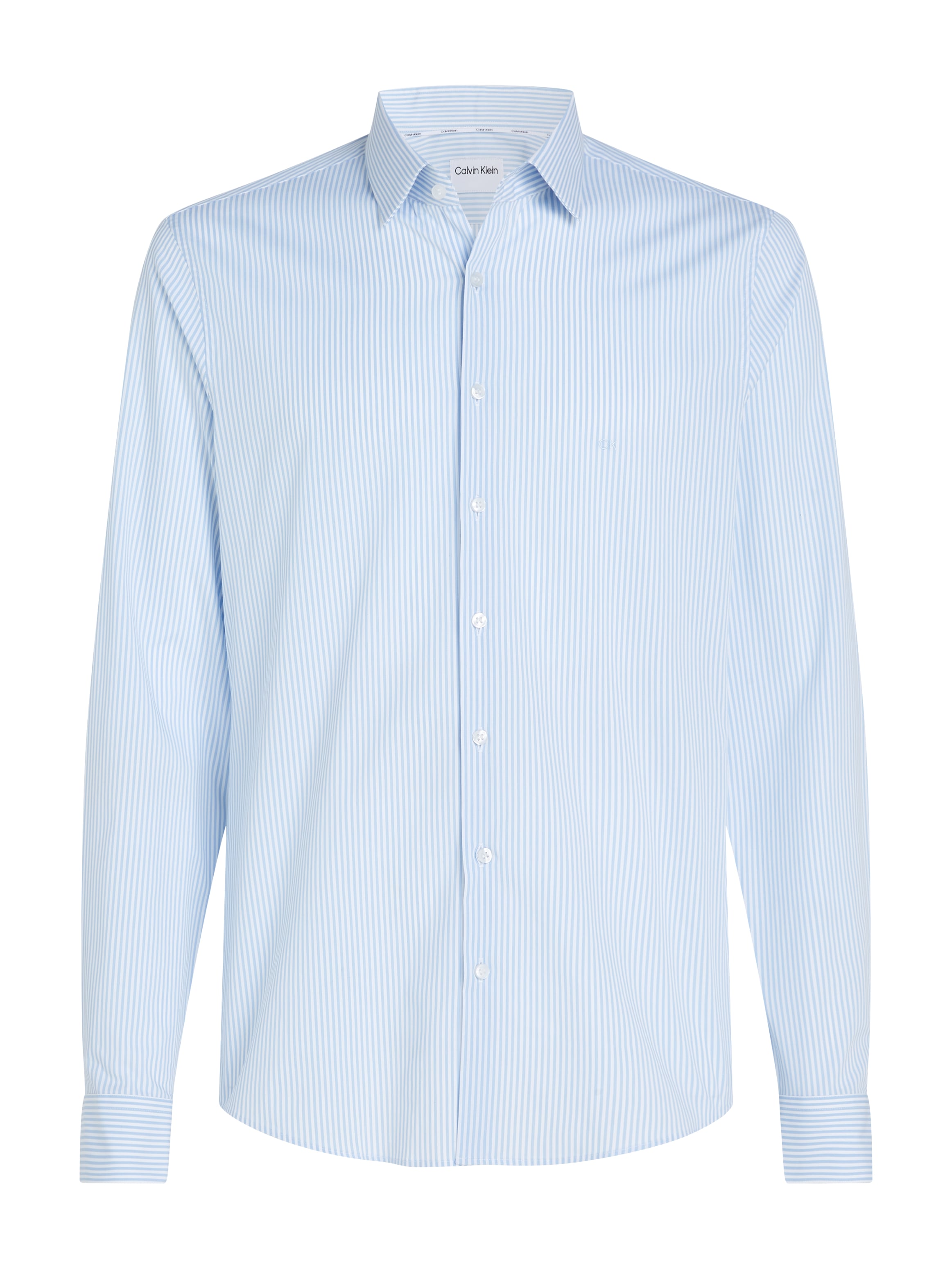 Calvin Klein Langarmhemd »POPLIN STRIPE SLIM SHIRT«, mit Logoprägung