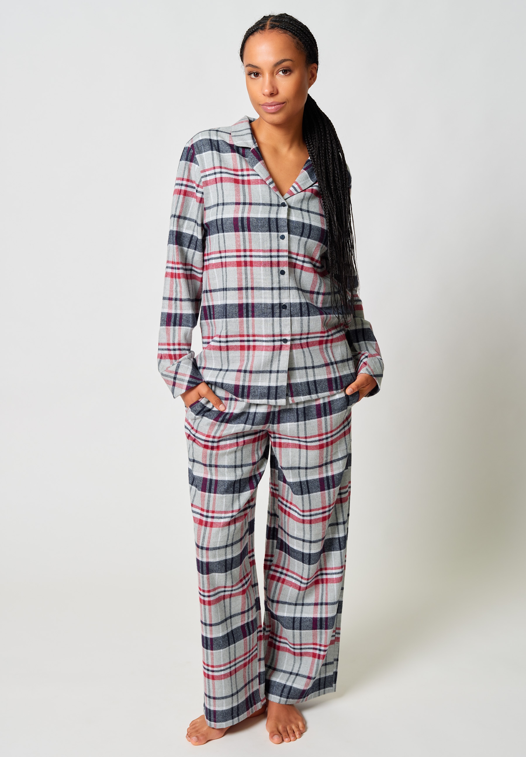 Image of Skiny Pyjama "Night In Skiny Flanell" 2 tlg. wärmend, Cotton, kuschelig weich, Bindeband, elastischer Bund